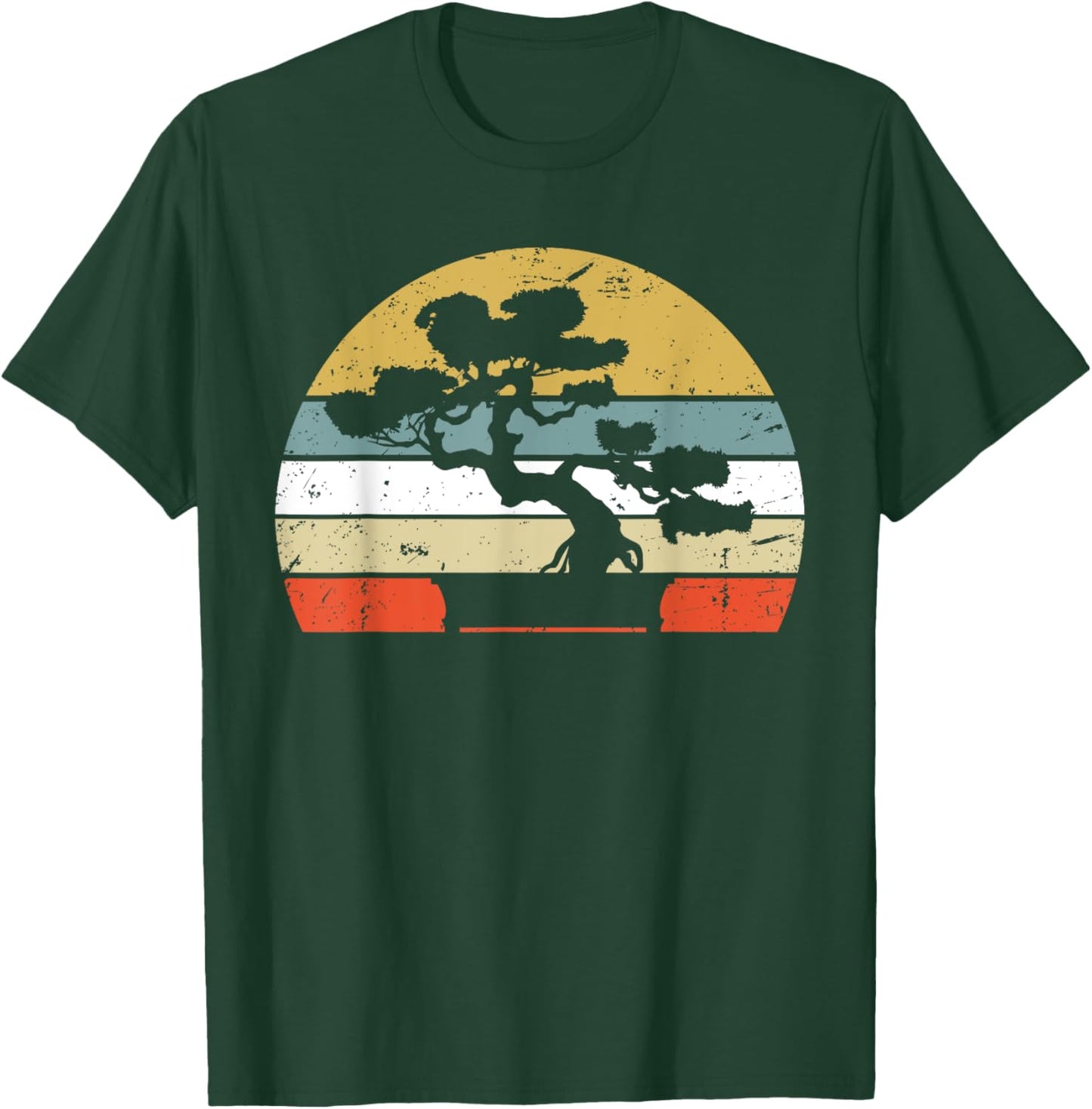 Bonsai Shirt Retro Vintage Sunset Bonsai Tree T-Shirt - T-Shirt | Forest