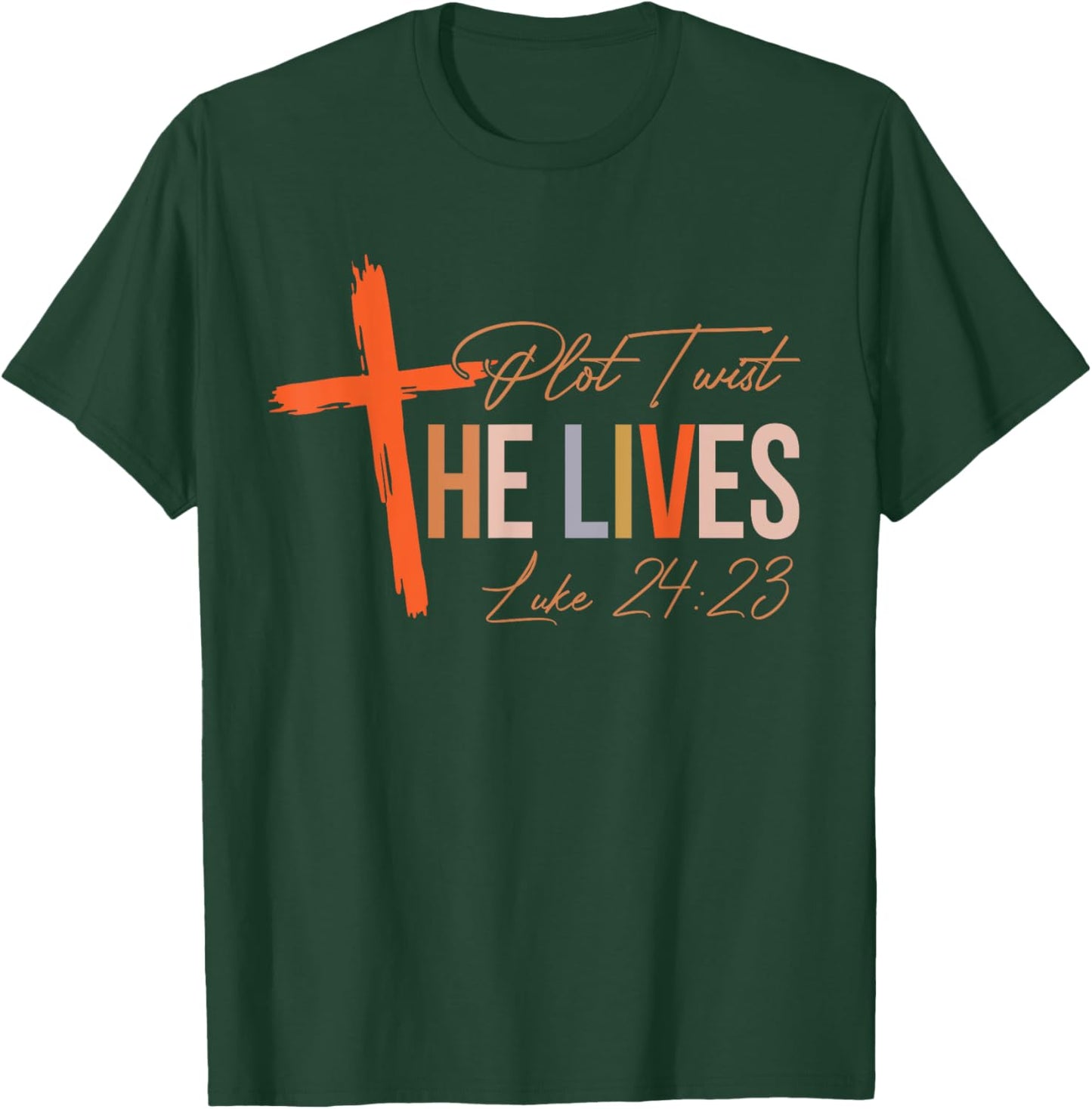 Vintage Plot Twist He Lives Cross Funny Christian Easter Day T-Shirt - T-Shirt | Forest