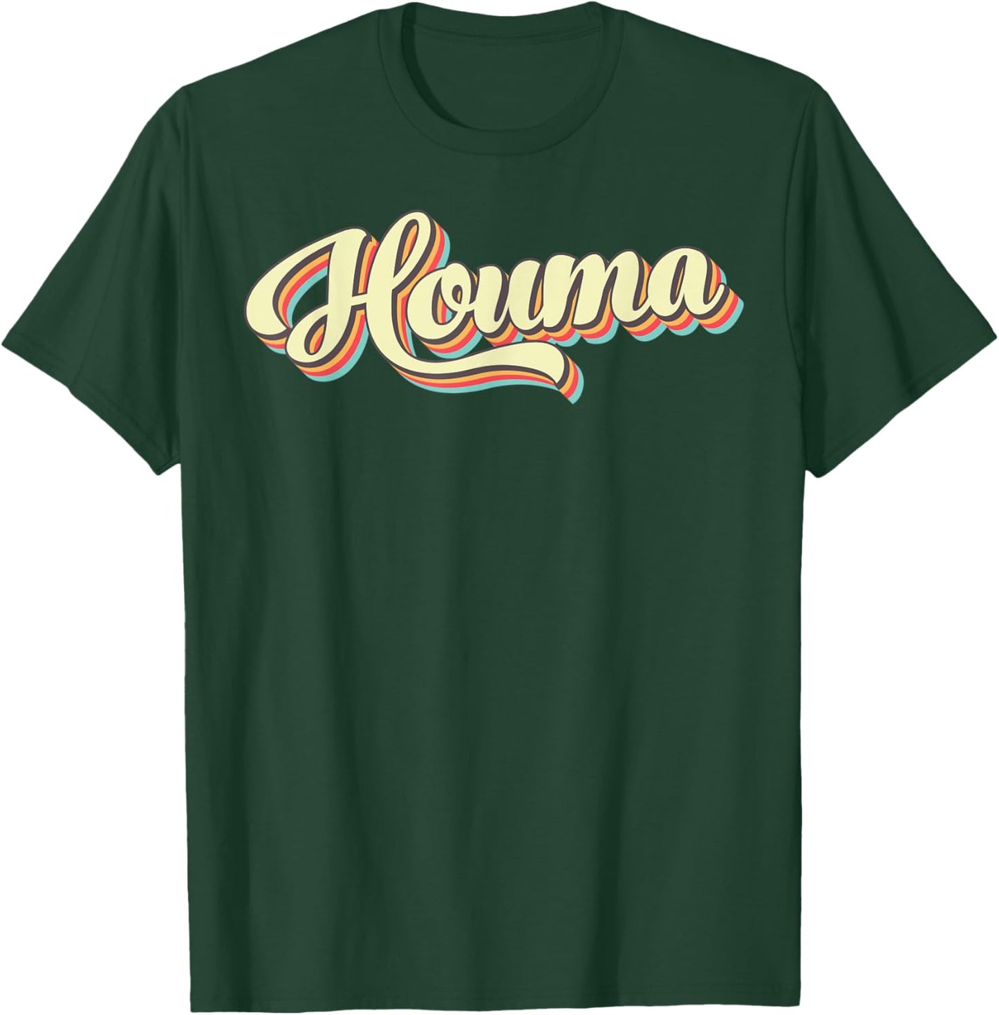 Houma Retro Art Baseball Font Vintage T-Shirt - T-Shirt | Forest