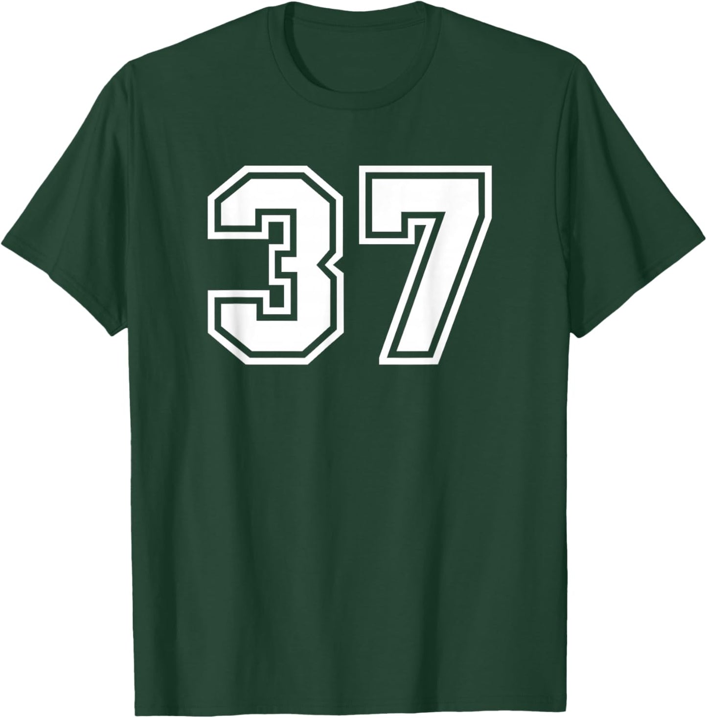 White Sports Team Number #37 T-Shirt - T-Shirt | Forest