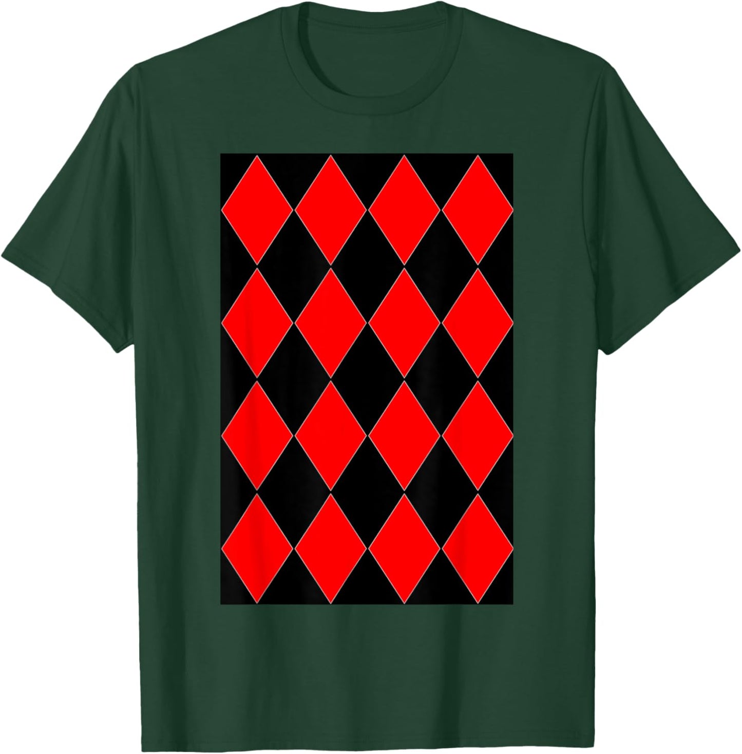 Geometric Large Harlequin Pattern Red and Black T-Shirt - T-Shirt | Forest