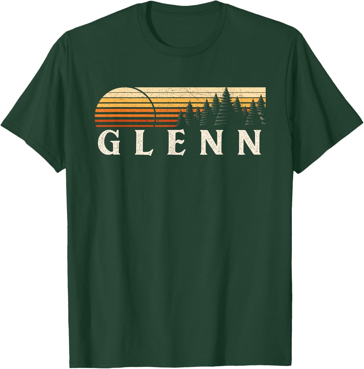 Glenn, MI Vintage Evergreen Sunset Eighties Retro T-Shirt - T-Shirt | Forest