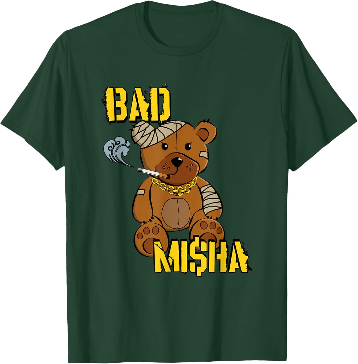 Bad Misha Bear Teddy Attitude Cool Cartoon Anime Kawaii T-Shirt - T-Shirt | Forest