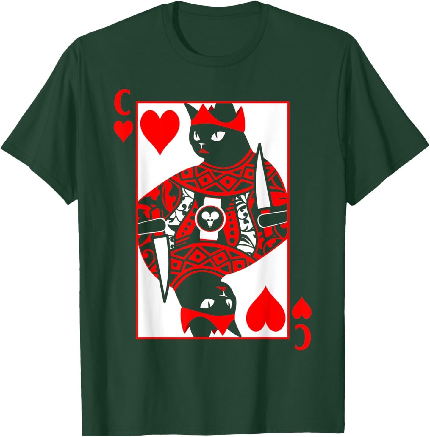 Queen Of Hearts Poker Card Cat And Girls T-Shirt - T-Shirt | Forest
