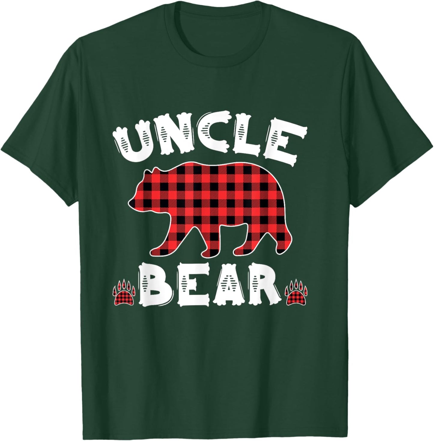Uncle Bear Buffalo Dark Red Plaid Christmas Pajama Family T-Shirt - T-Shirt | Forest