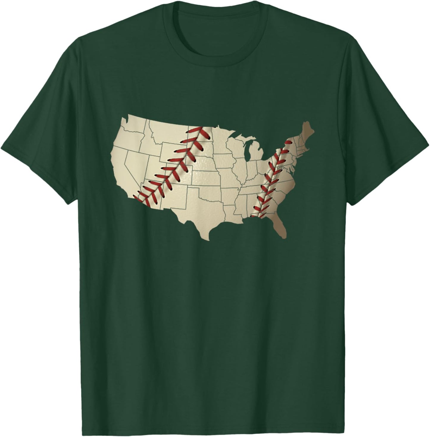 Vintage America BASEBALL Team US Country Ball Map Merica Fan T-Shirt - T-Shirt | Forest