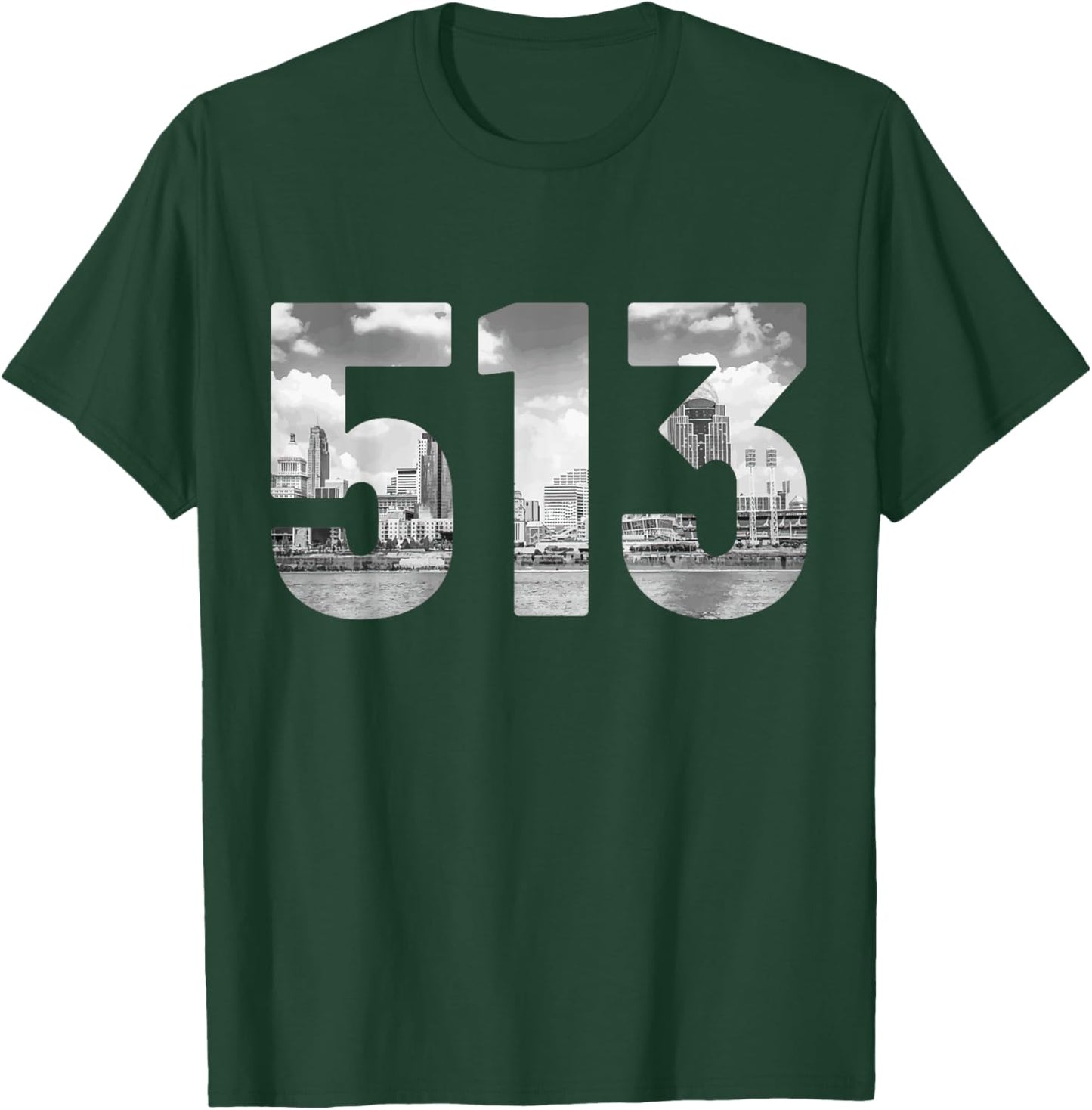 Cincinnati 513 Area Code Skyline Ohio Vintage T-Shirt - T-Shirt | Forest