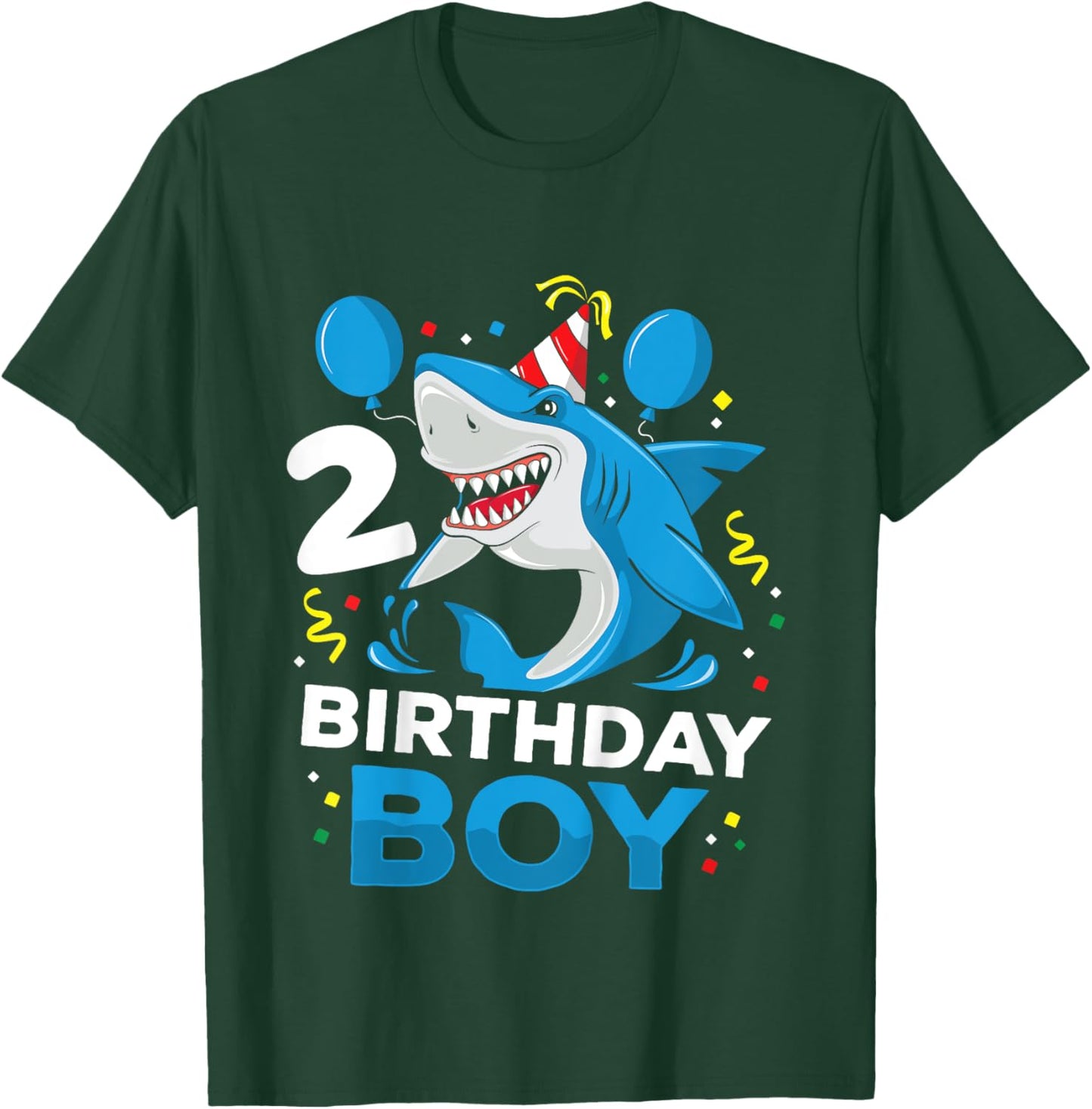 Kids 2nd Birthday Boy Shark Ocean Theme Party 2 Years Old Toddler T-Shirt - T-Shirt | Forest