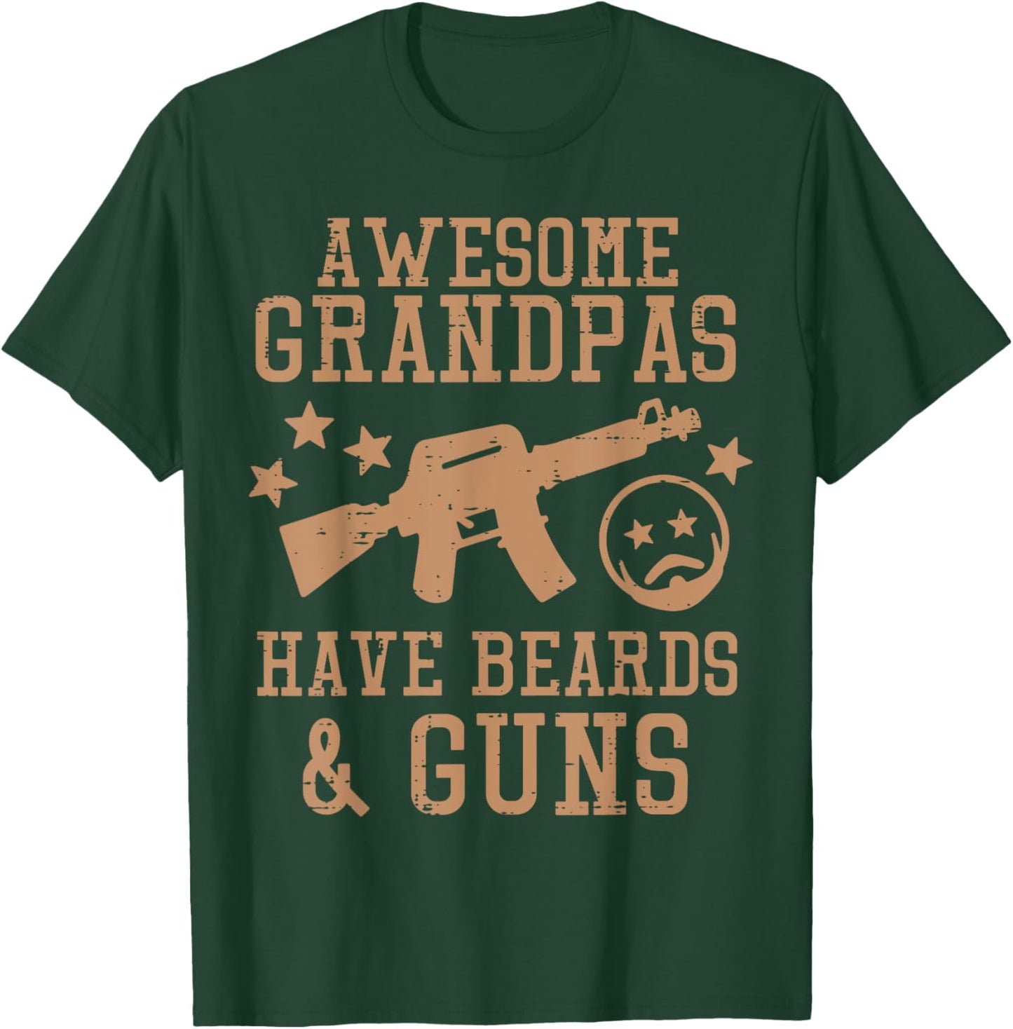 Awesome Grandpas Have Beards Guns Funny Fathers Day Pawpaw T-Shirt - T-Shirt | Forest
