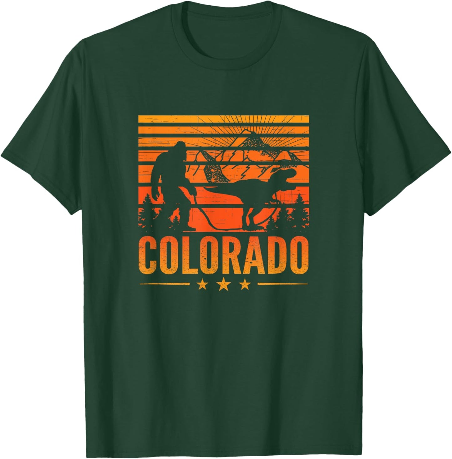 Colorado Bigfoot Mountain Dinosaur Bigfoot Camping Sasquatch T-Shirt - T-Shirt | Forest