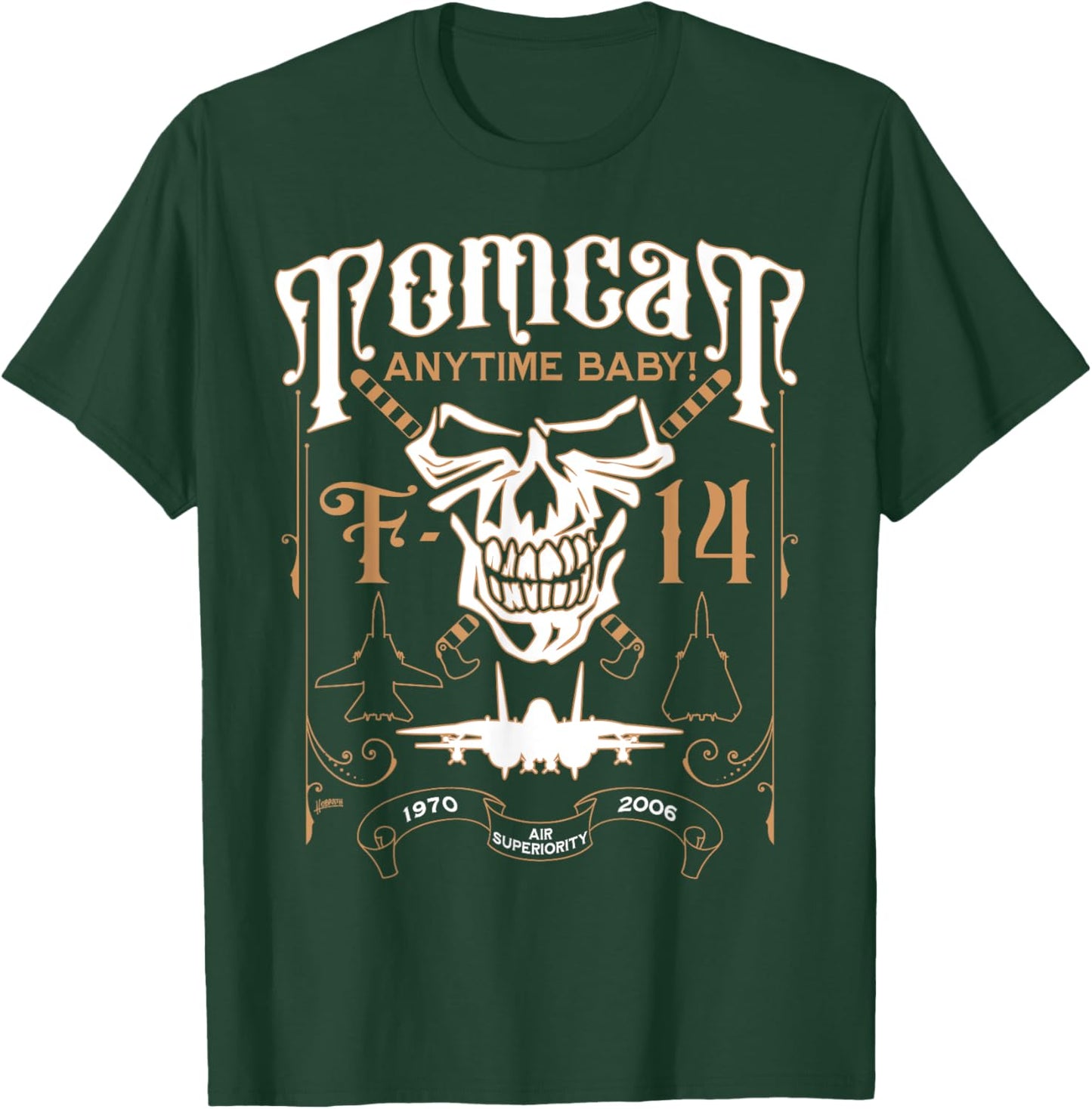 Classic F-14 Tomcat Military Fighter Jet Skull T-Shirt - T-Shirt | Forest