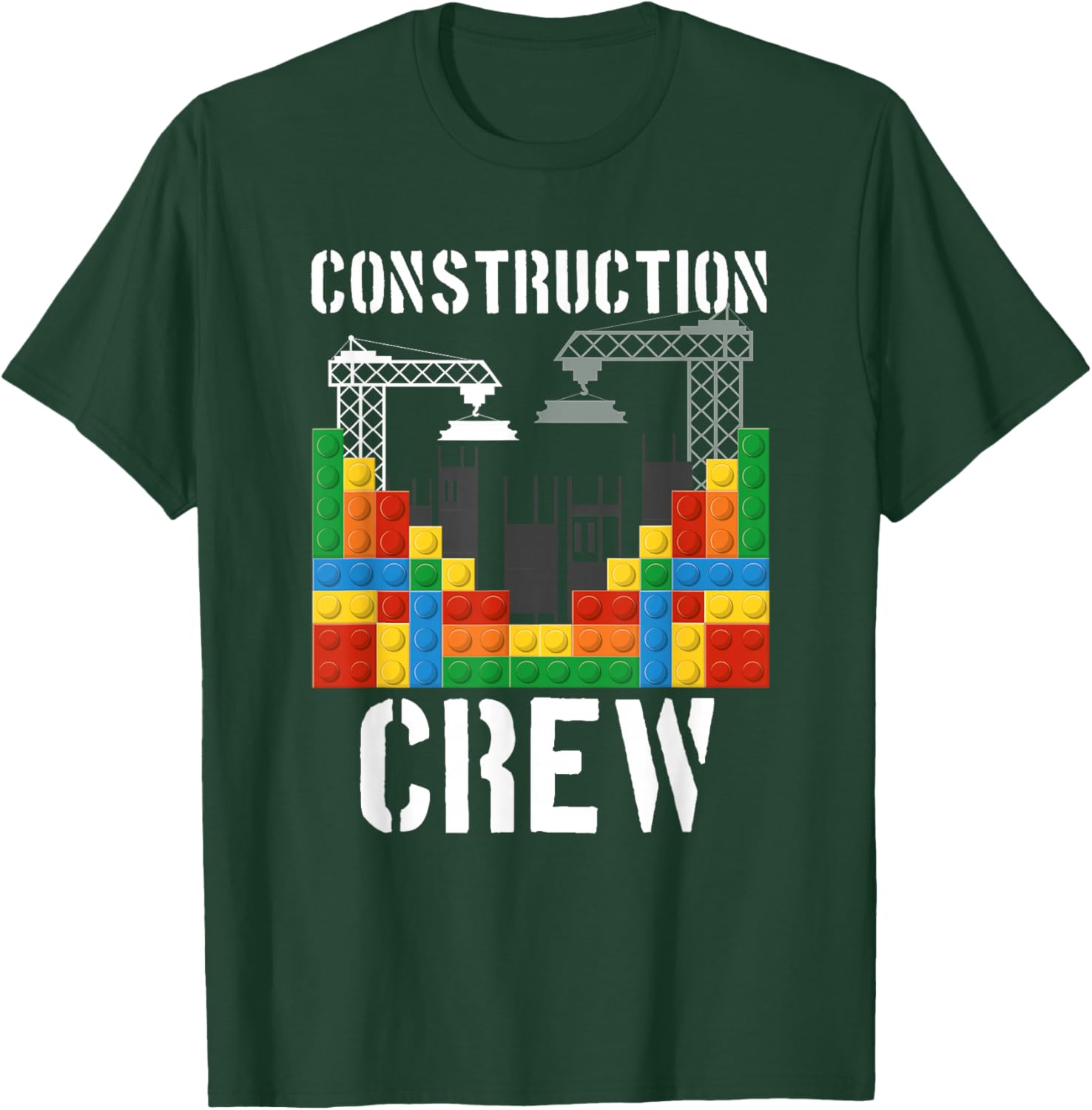 Construction Crew Master Builder Bricklayer Building Blocks T-Shirt - T-Shirt | Forest