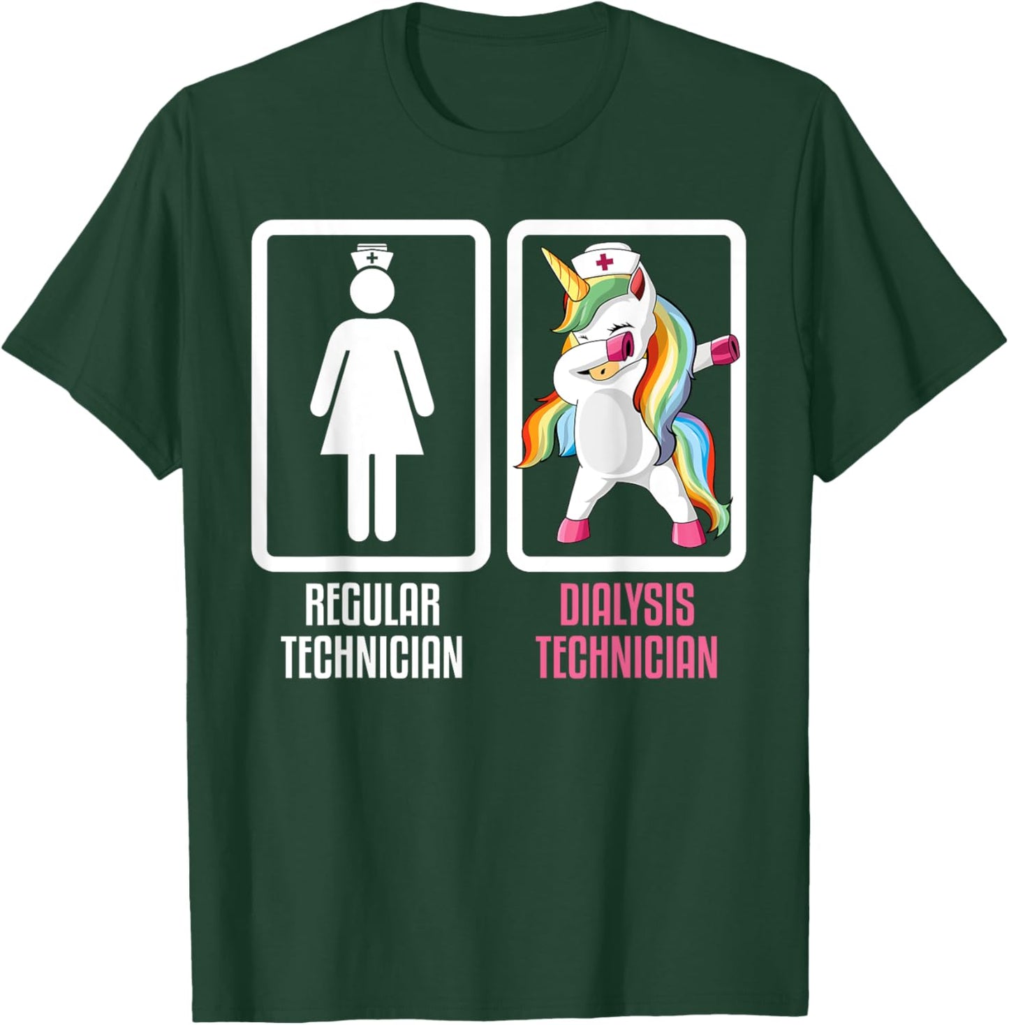 Regular Technician Vs Dabbing Unicorn Dialysis Technician T-Shirt - T-Shirt | Forest