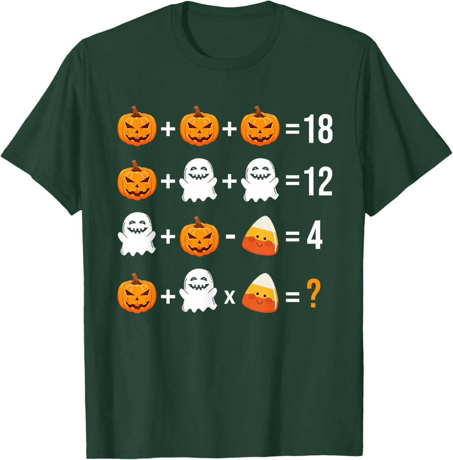 Math Teacher Halloween Equation Pumpkin Ghost Candy corn T-Shirt - T-Shirt | Forest
