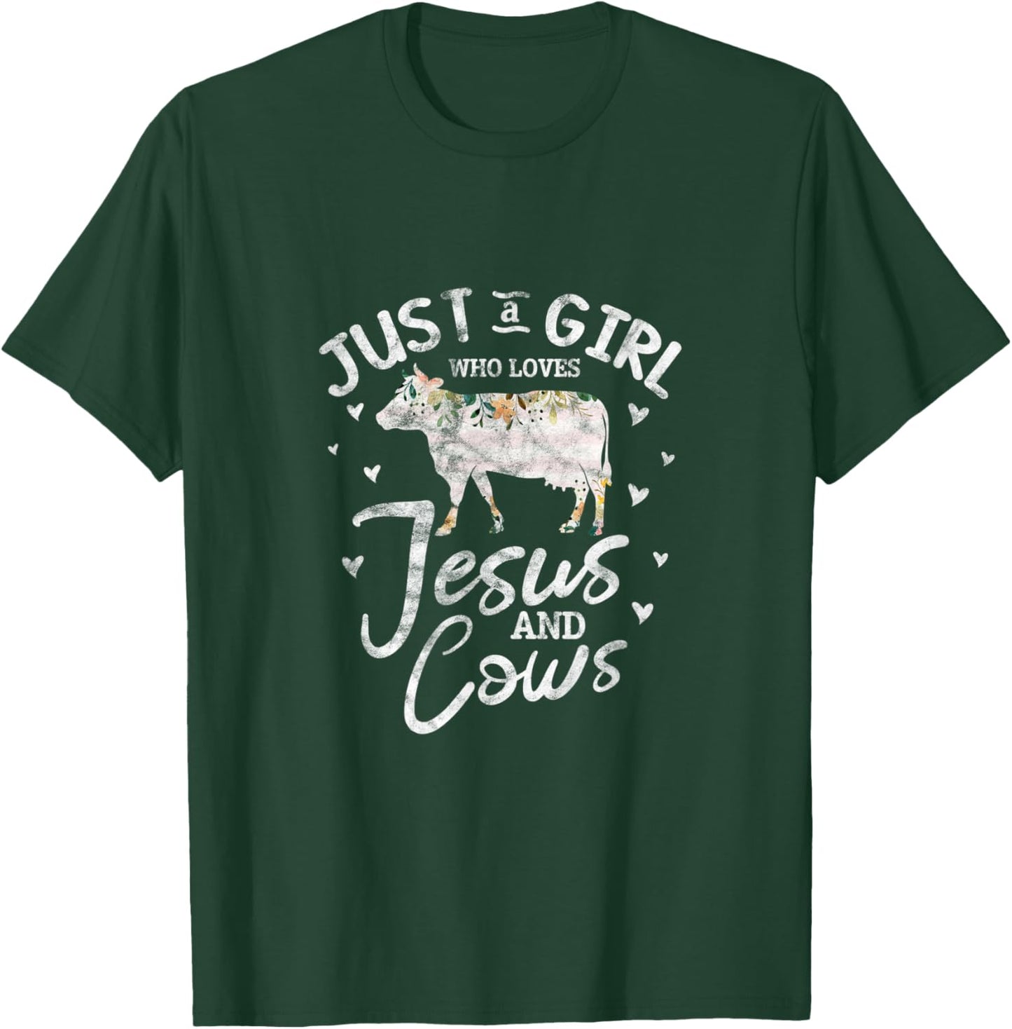 Cow Christian Just A Girl Who Loves Jesus and Cows Grunge T-Shirt - T-Shirt | Forest