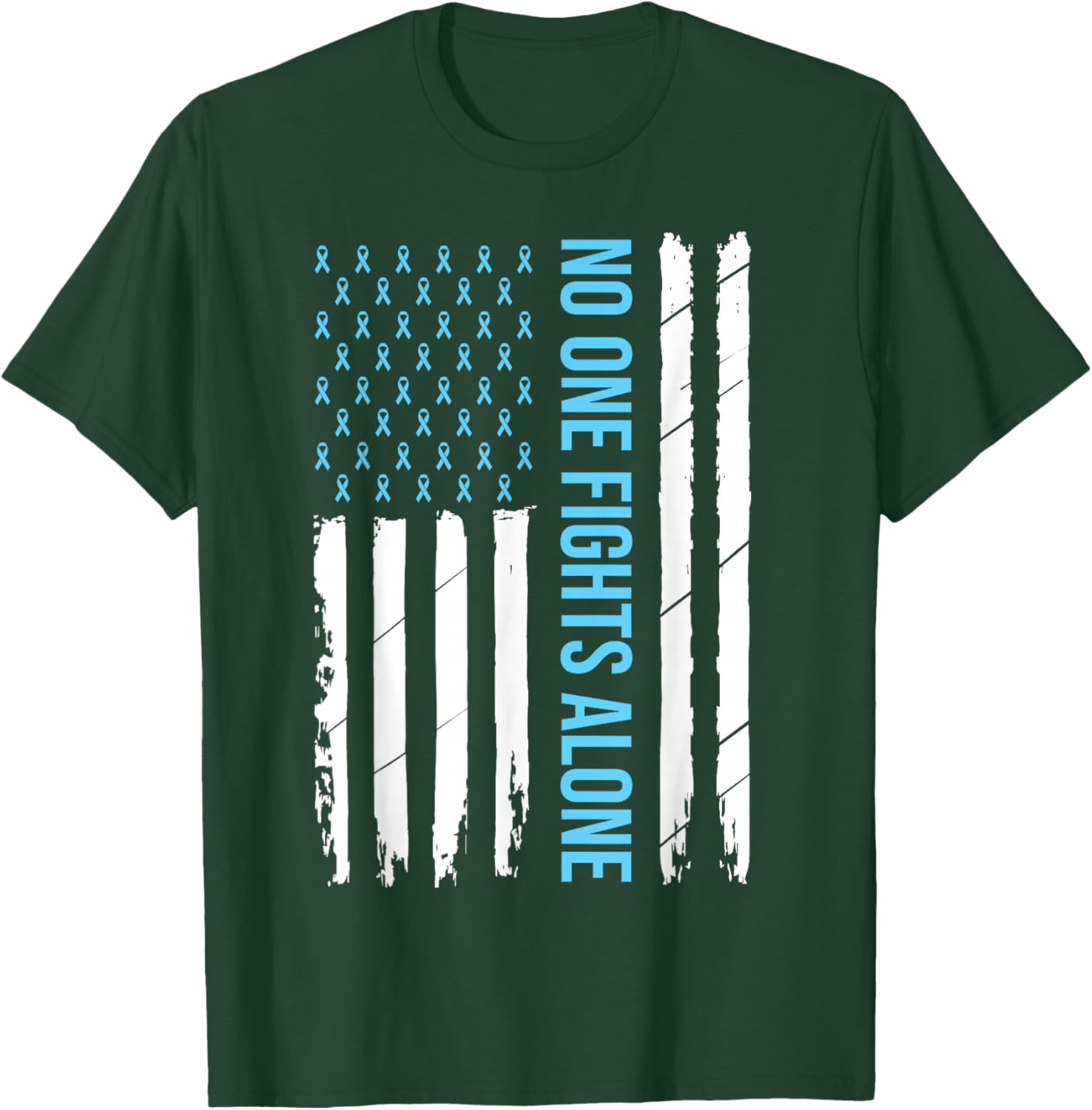 USA Prostate Cancer Awareness Light Blue Ribbon Survivor T-Shirt - T-Shirt | Forest