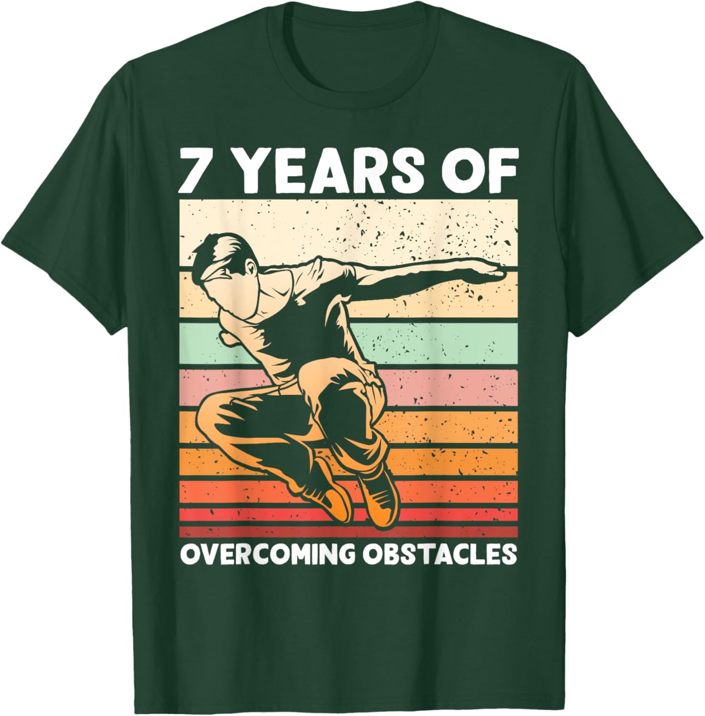 Vintage Parkour 7th Birthday 7 year old Boy Seventh 7yr old T-Shirt - T-Shirt | Forest