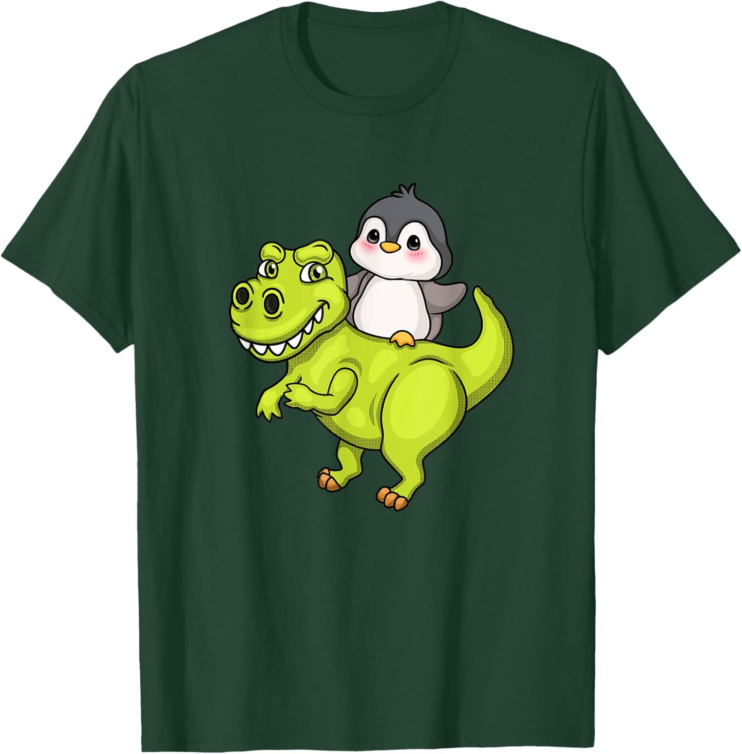 Cute Penguin Riding T Rex Funny Dinosaur Cute Animal Lover T-Shirt - T-Shirt | Forest