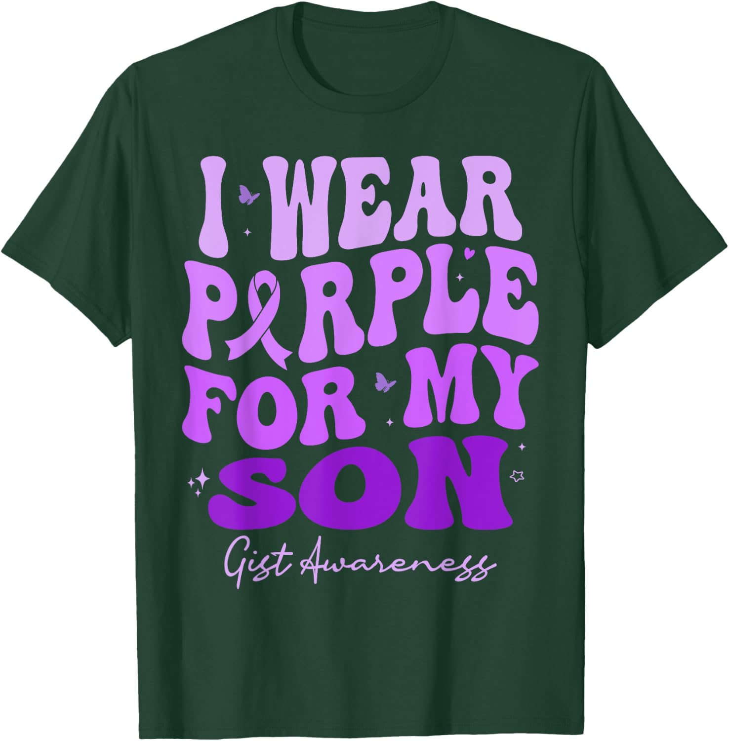 I Wear Purple For My Son GIST Awareness Retro Groovy T-Shirt - T-Shirt | Forest