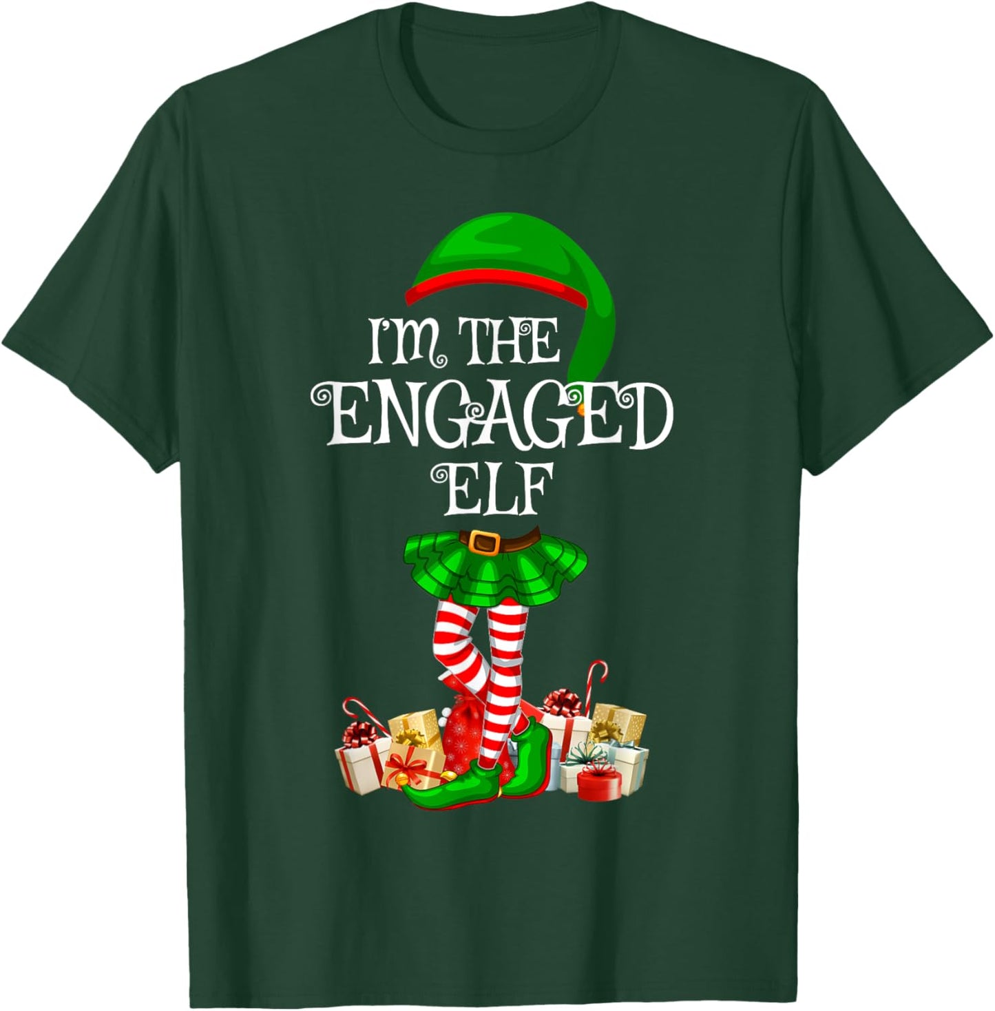 Matching Family Group I'm The Engaged Elf Christmas T-Shirt - T-Shirt | Forest