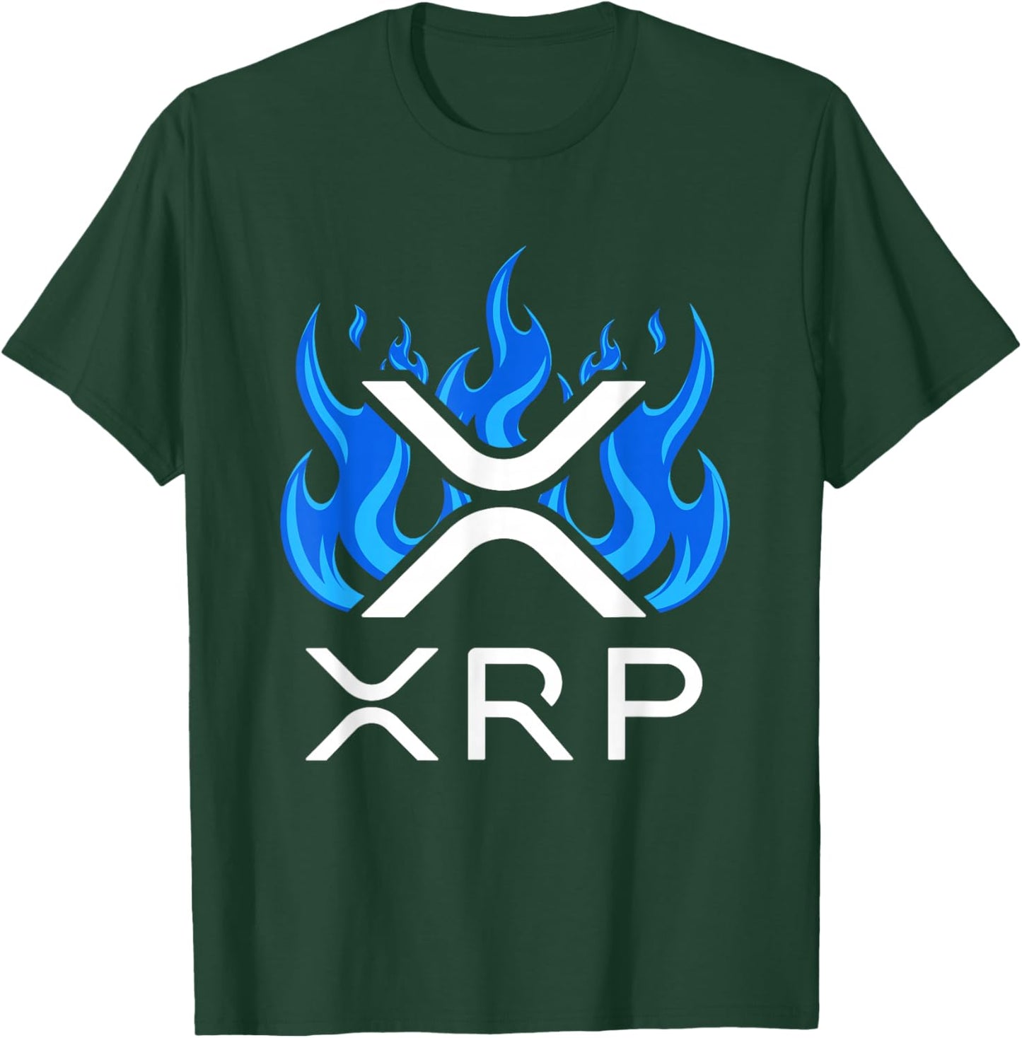 XRP - XRP Cryptocurrency - XRP Logo - Blue Flames - XRP T-Shirt - T-Shirt | Forest