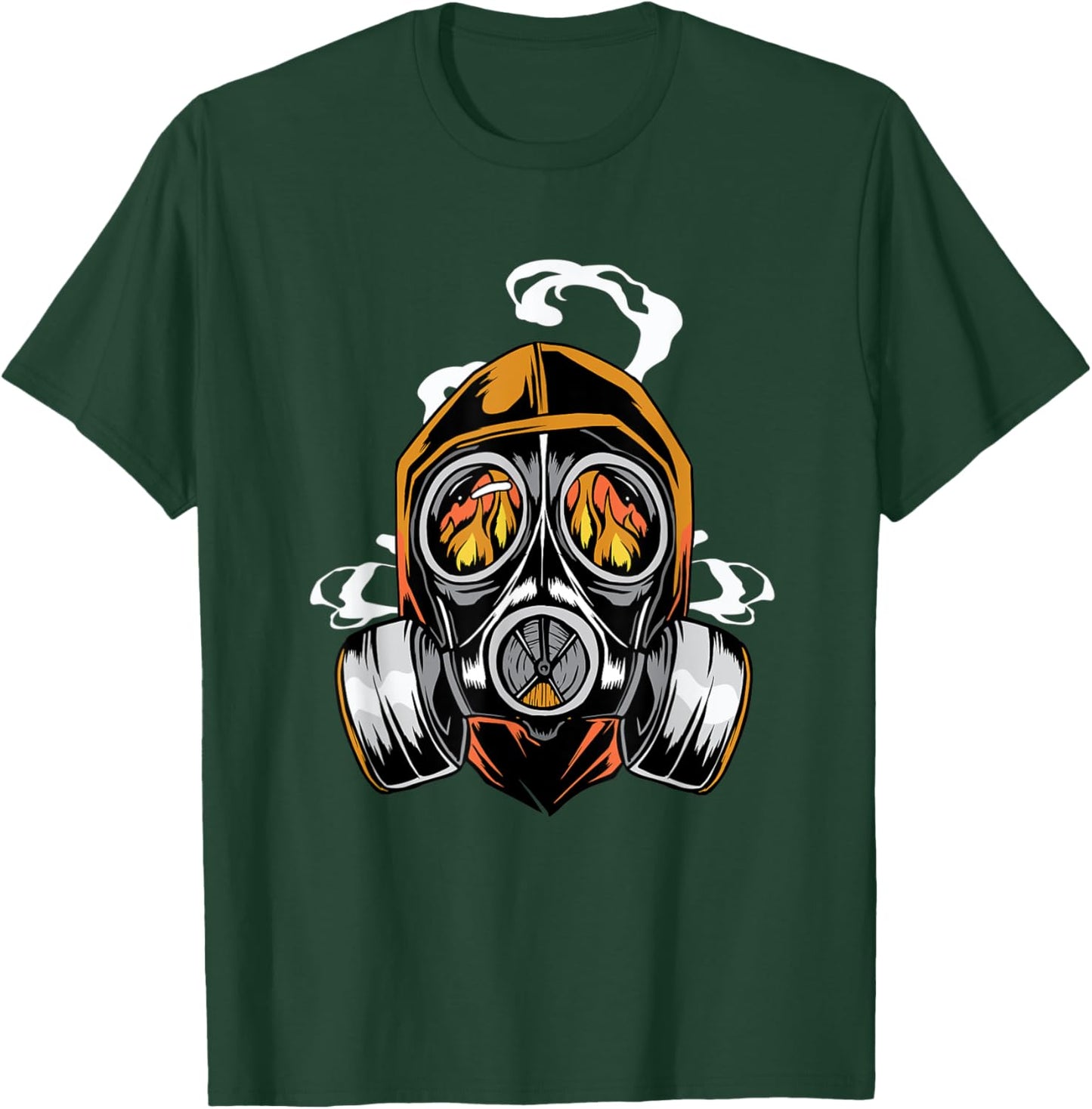 Firefighter and prepper design featuring a gas mask and fire T-Shirt - T-Shirt | Forest