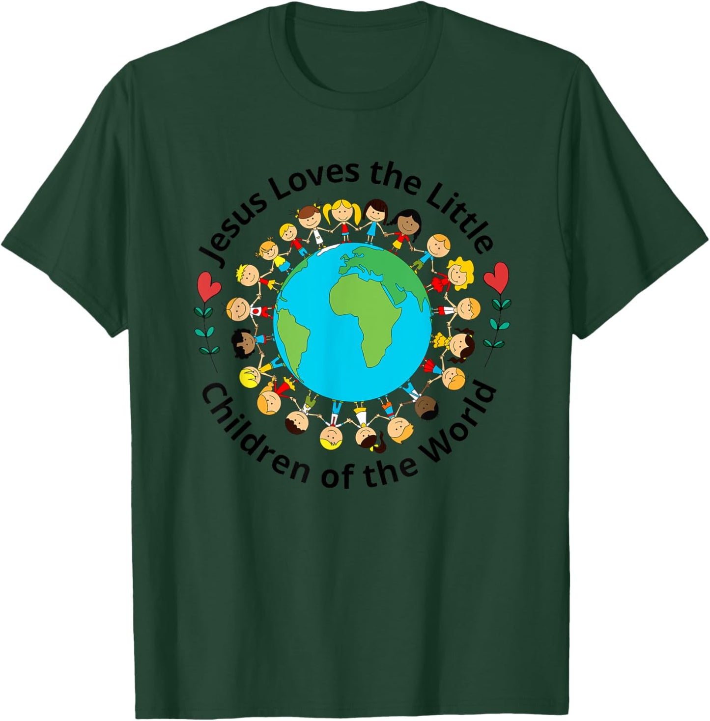 Jesus Loves Children Of World Christian Mother Teacher Kids T-Shirt - T-Shirt | Forest