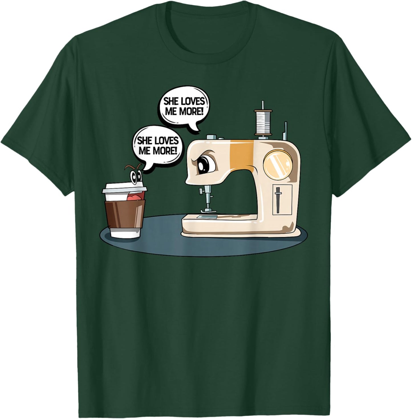 Sewing Coffee Quilting Seamstress Sewing Machine Coffee T-Shirt - T-Shirt | Forest