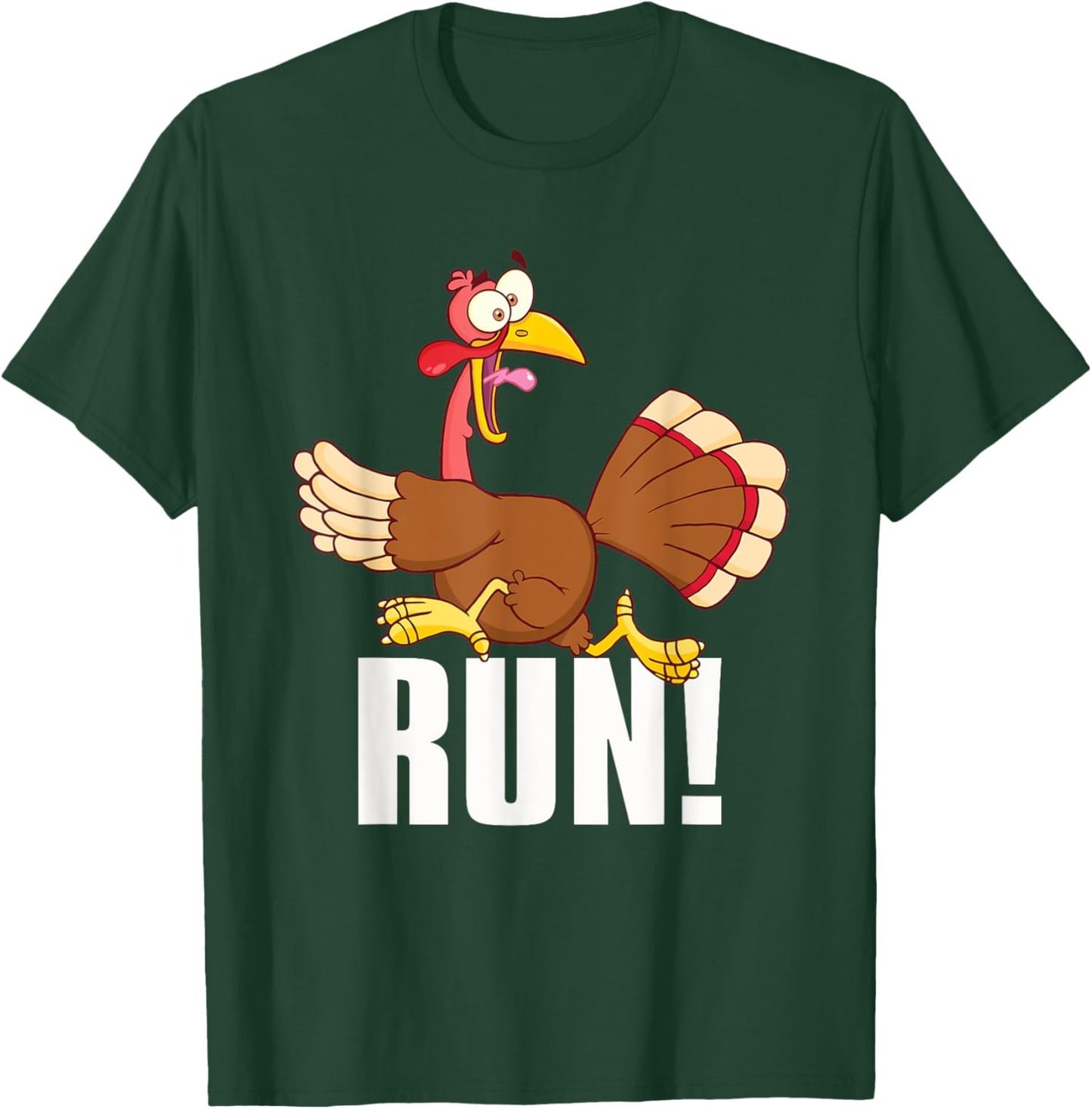 Run! Funny Thanksgiving Running 5k Race Turkey Trot T-Shirt - T-Shirt | Forest