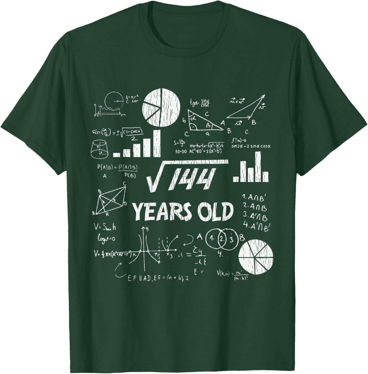 12th Birthday Square Root of 144 Vintage 12 Years Old Bday T-Shirt - T-Shirt | Forest
