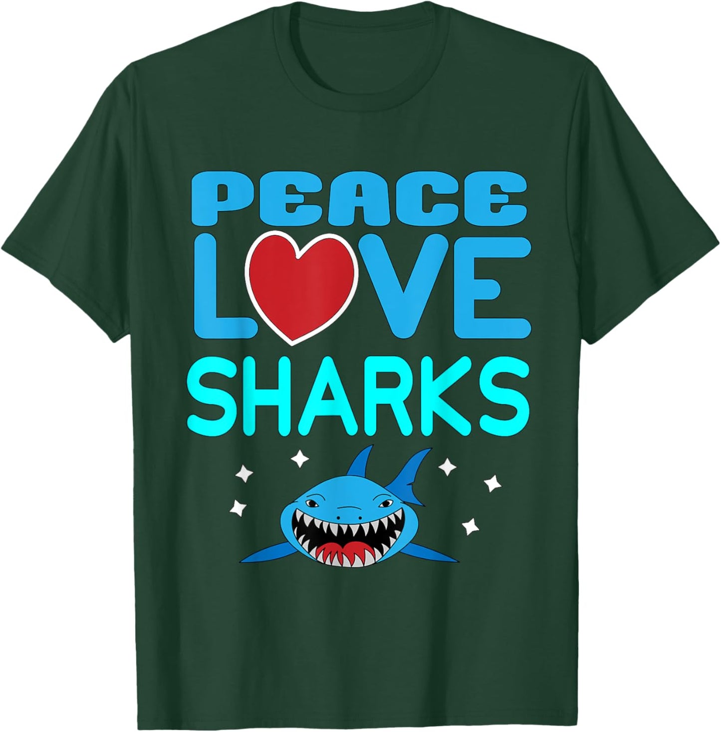Peace Love Sharks Sea Creatures Dangerous Hammerhead Shark T-Shirt - T-Shirt | Forest