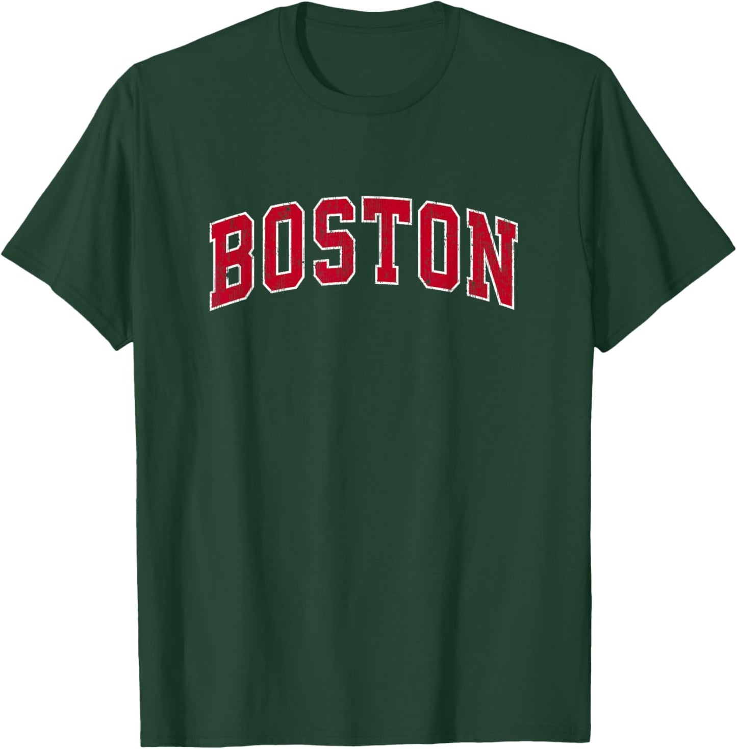 Boston Massachusetts MA Vintage Sports Design Red Design T-Shirt - T-Shirt | Forest