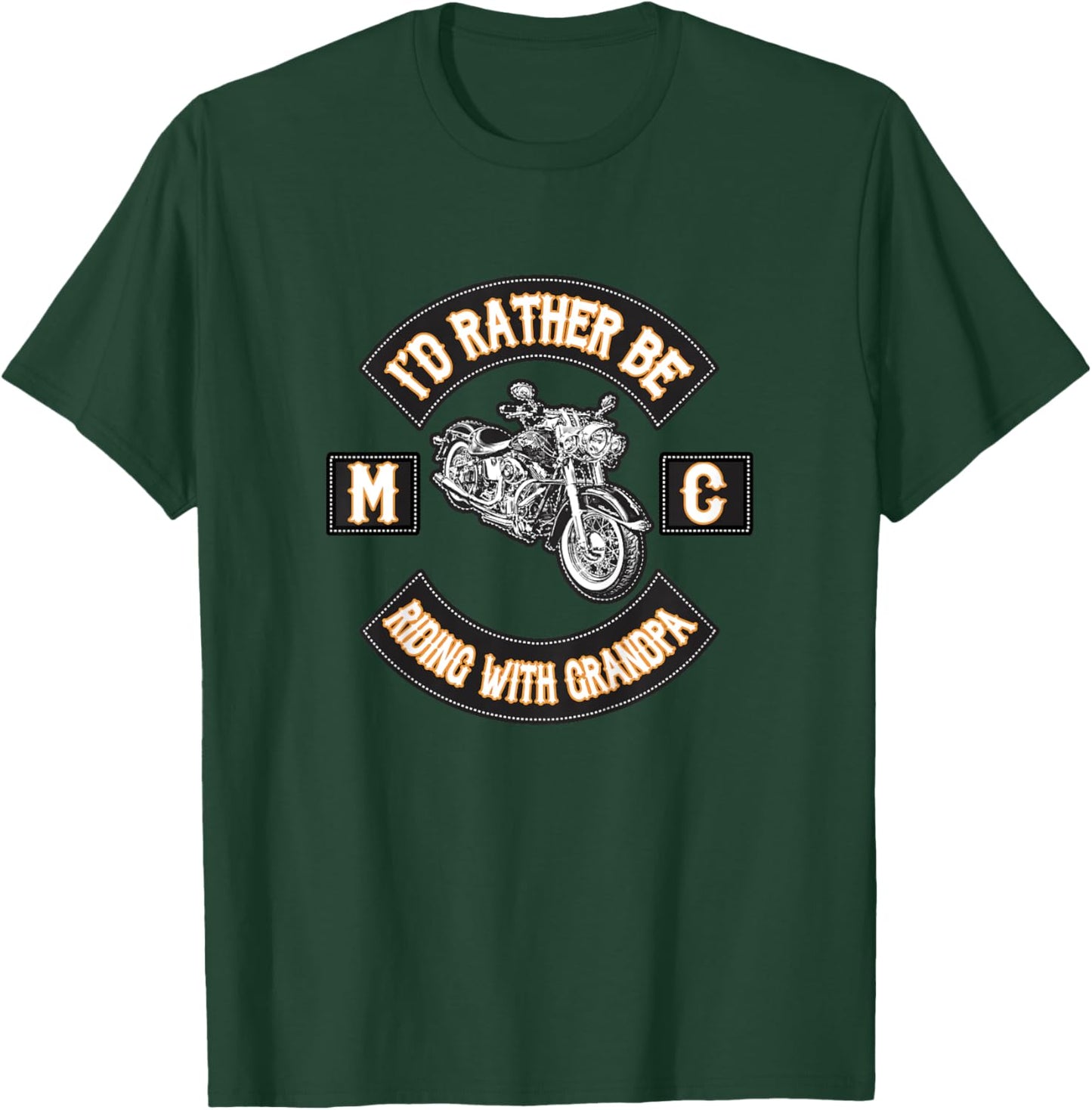 I'd Rather Be Riding With Grandpa Motorcycle Biker T-Shirt - T-Shirt | Forest