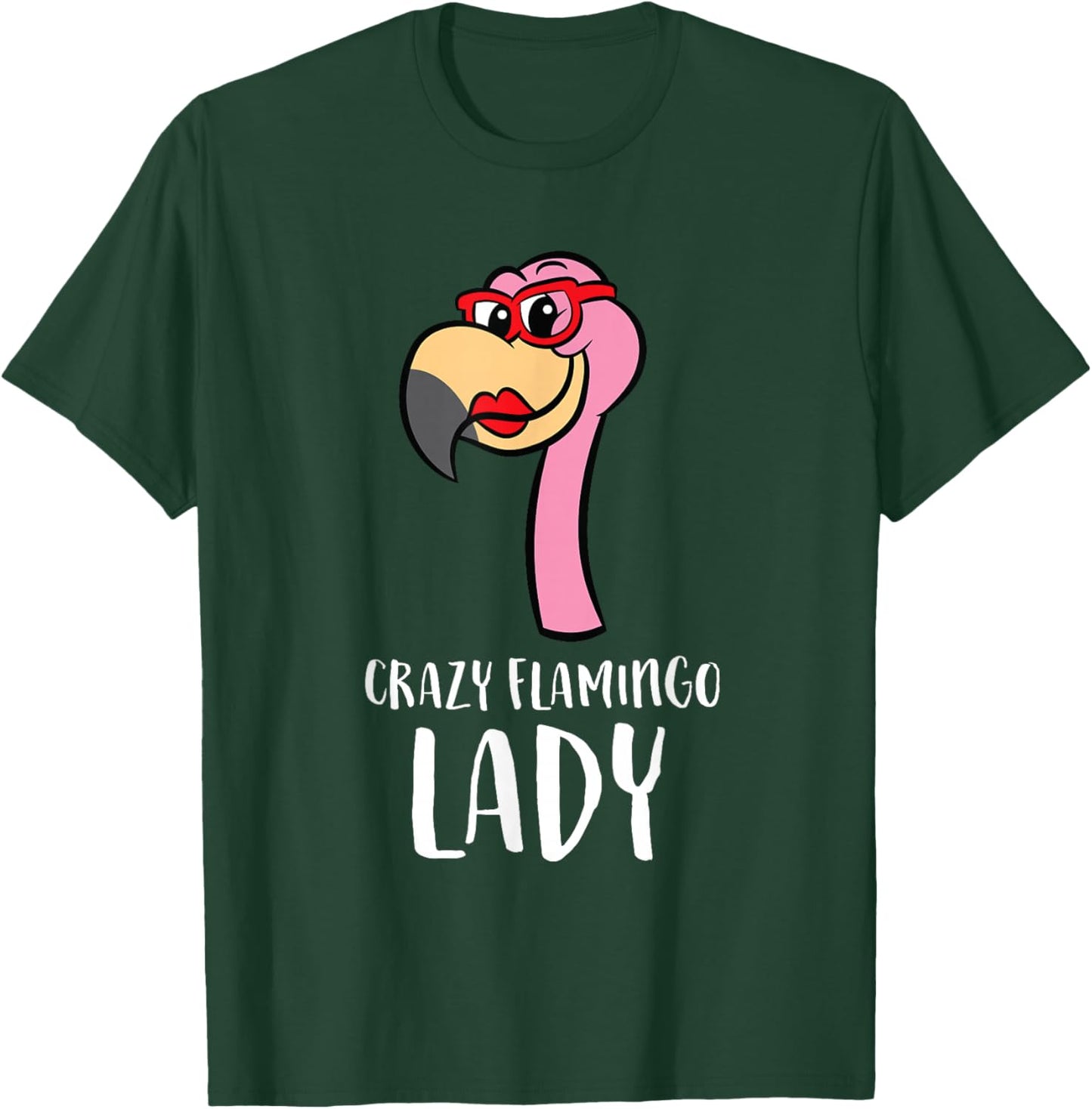 Crazy Flamingo Lady Cute Flamingo T-Shirt - T-Shirt | Forest
