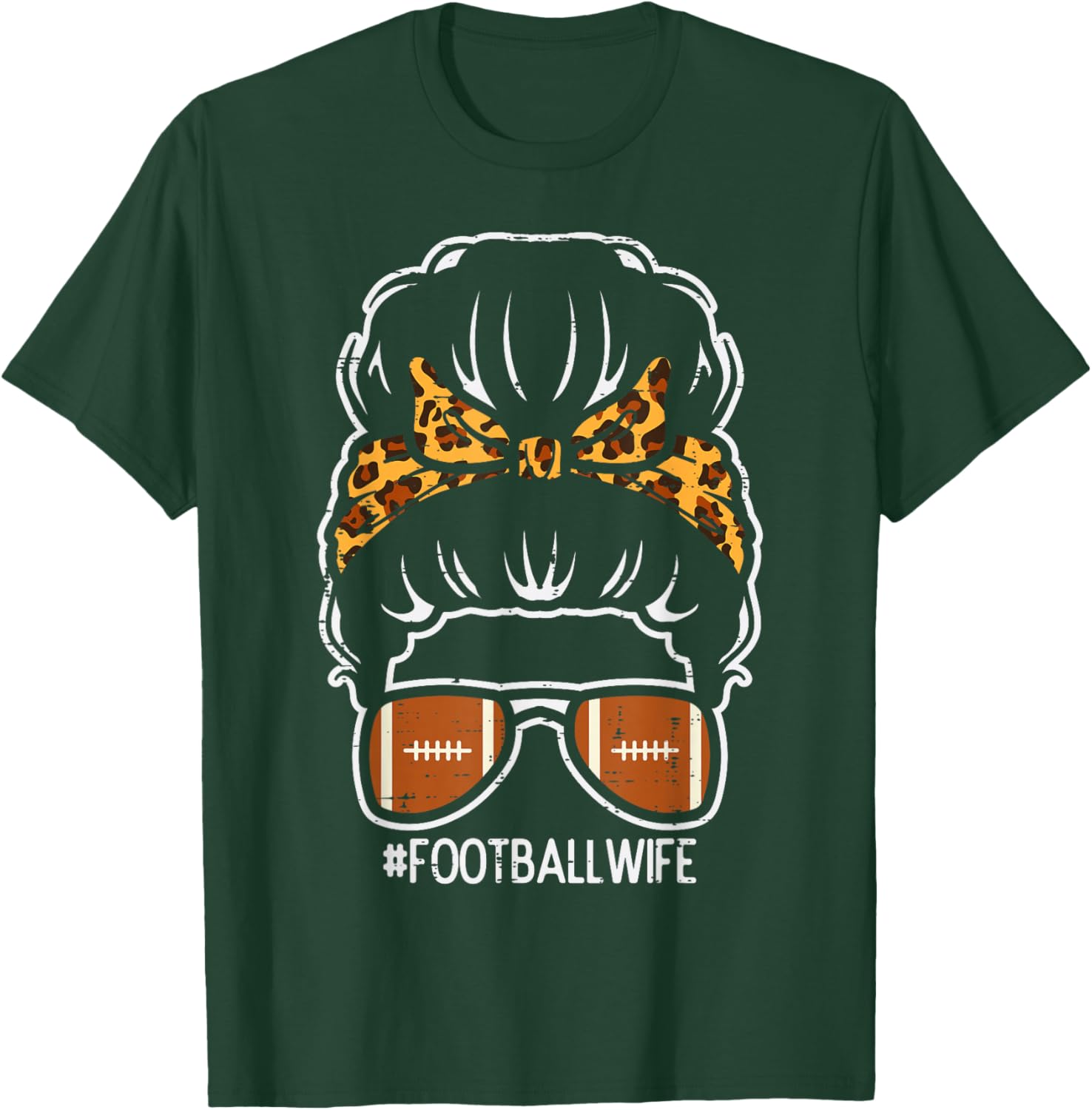 American Football Wife Leopard Bun Family Matching Women T-Shirt - T-Shirt | Forest