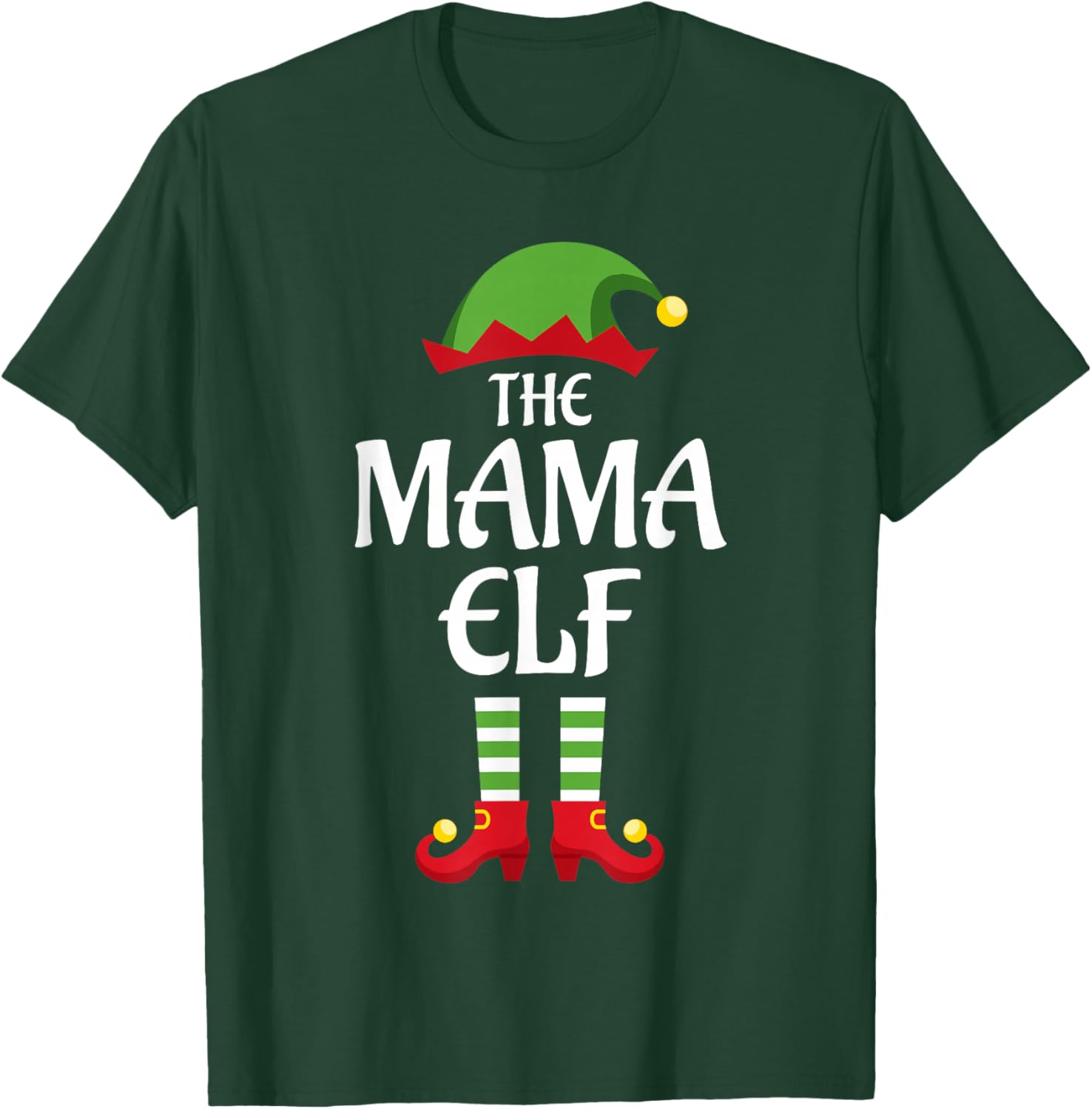Mama Elf Family Matching Group Christmas T-Shirt - T-Shirt | Forest