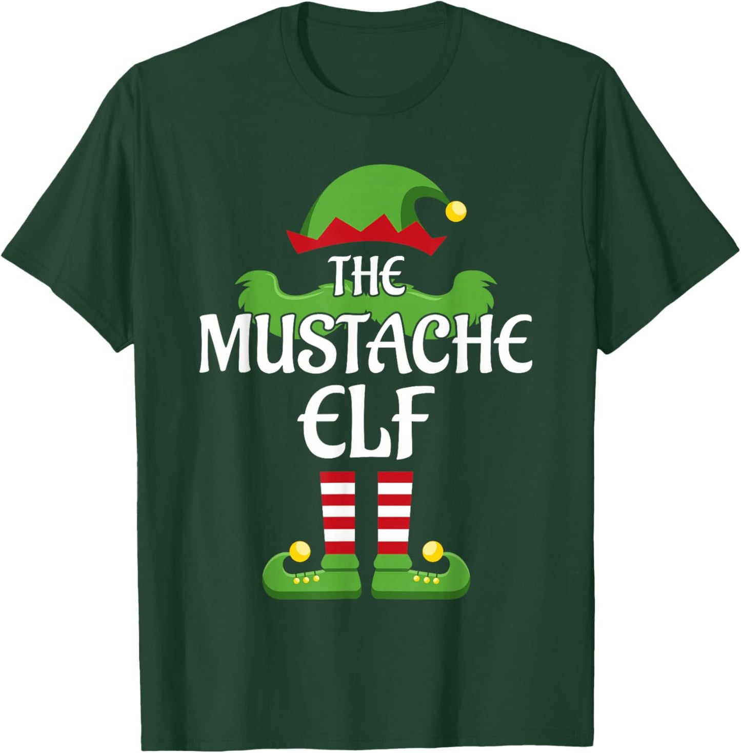 Mustache Elf Family Matching Group Christmas T-Shirt - T-Shirt | Forest