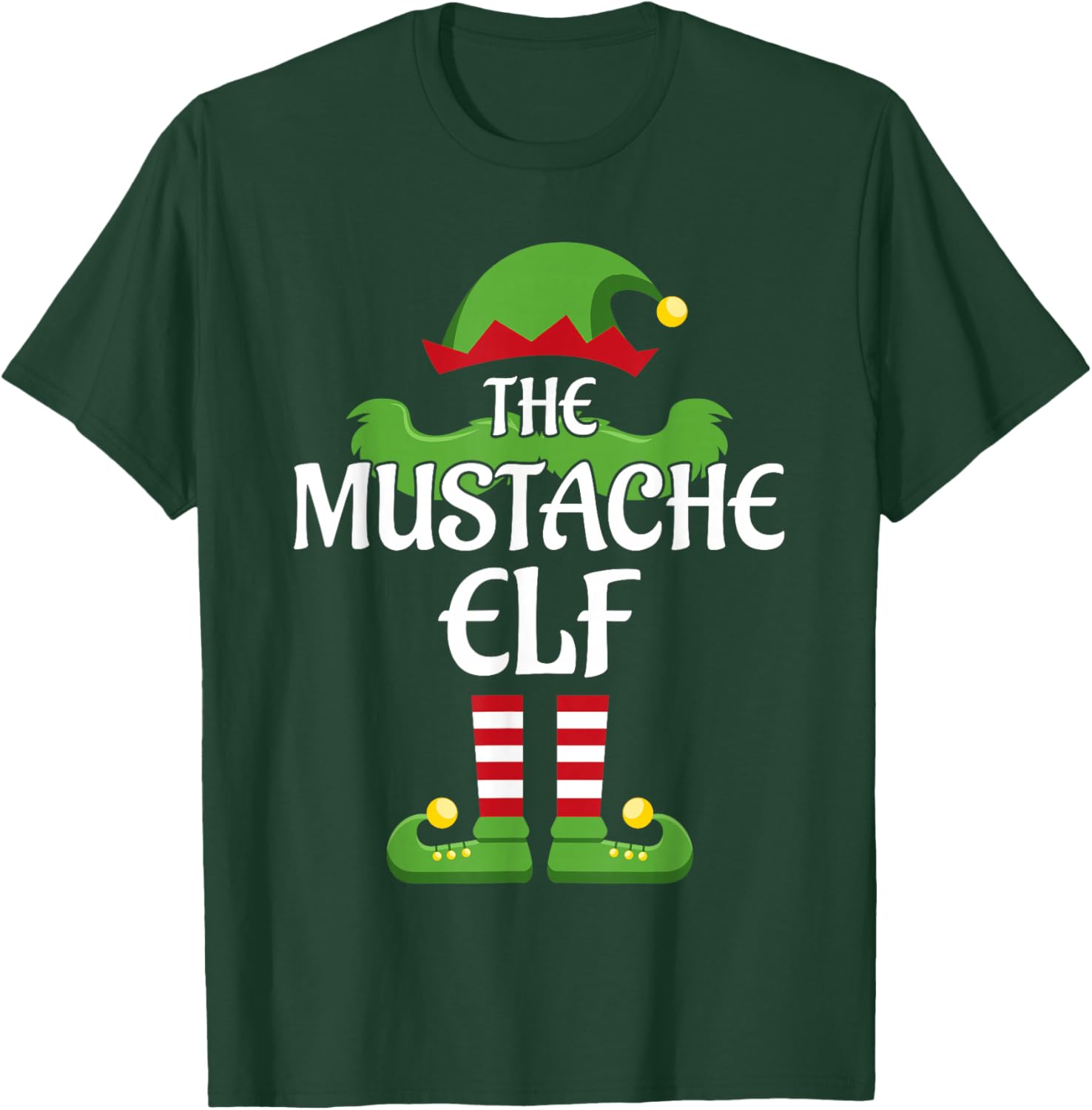 Mustache Elf Family Matching Group Christmas T-Shirt - T-Shirt | Forest