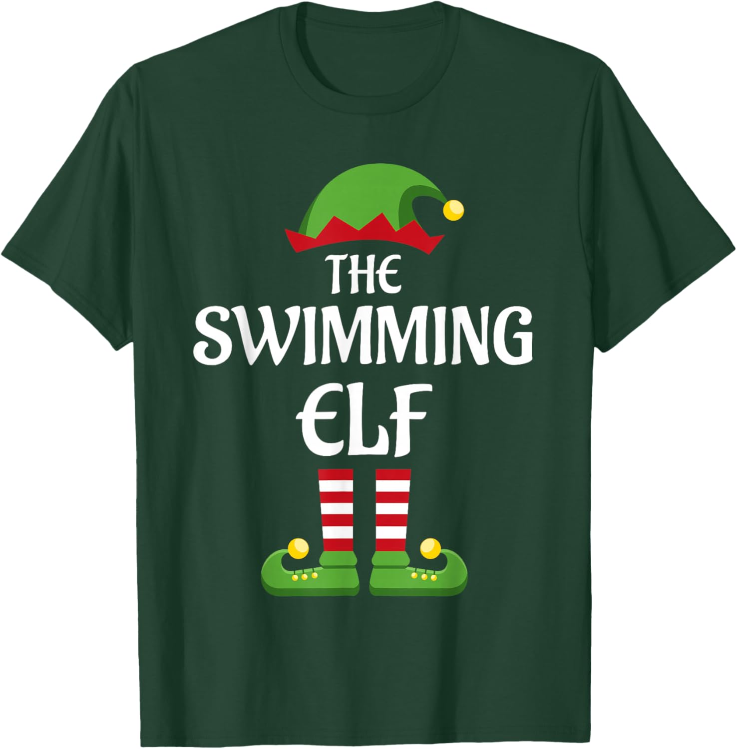 Swimming Elf Family Matching Group Christmas Swimmer T-Shirt - T-Shirt | Forest
