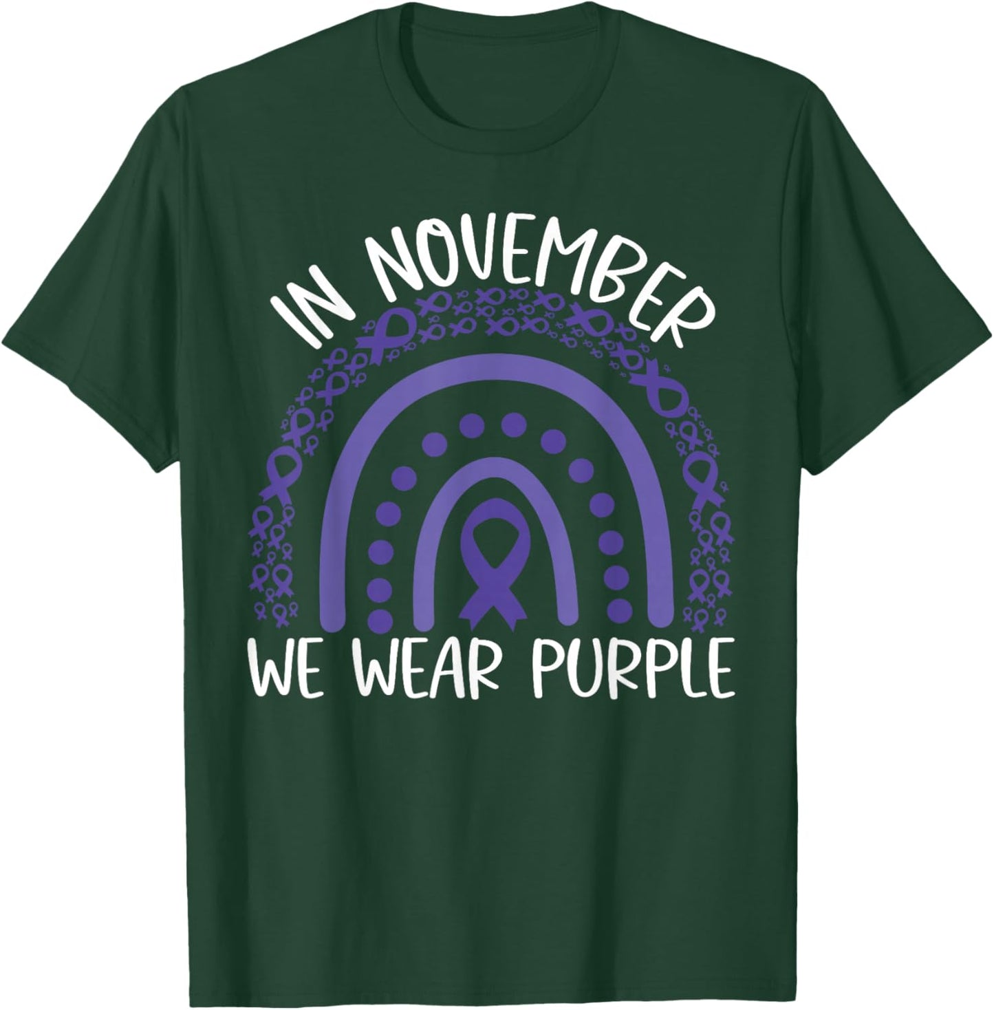 in November we Wear Purple Rainbow Pancreatic Cancer T-Shirt - T-Shirt | Forest