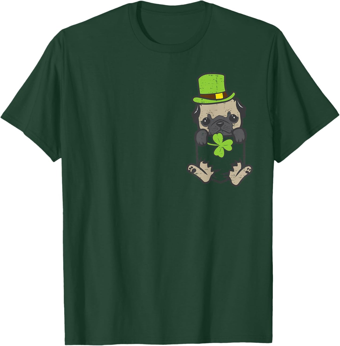 Irish Pocket Pug Dog Saint Paddys St Patricks Day Women Girl T-Shirt - T-Shirt | Forest