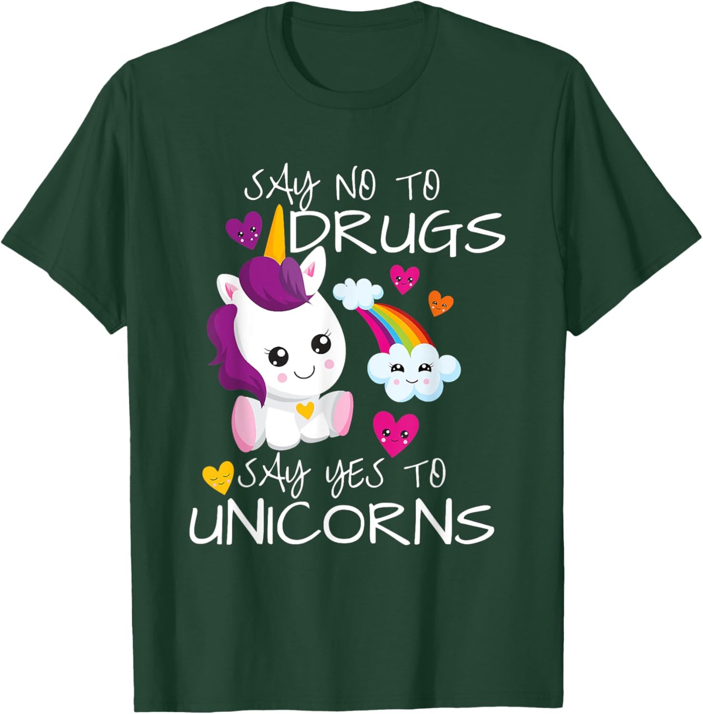 Red Ribbon Week Kids Youth Say No Say Yes To Unicorns T-Shirt - T-Shirt | Forest