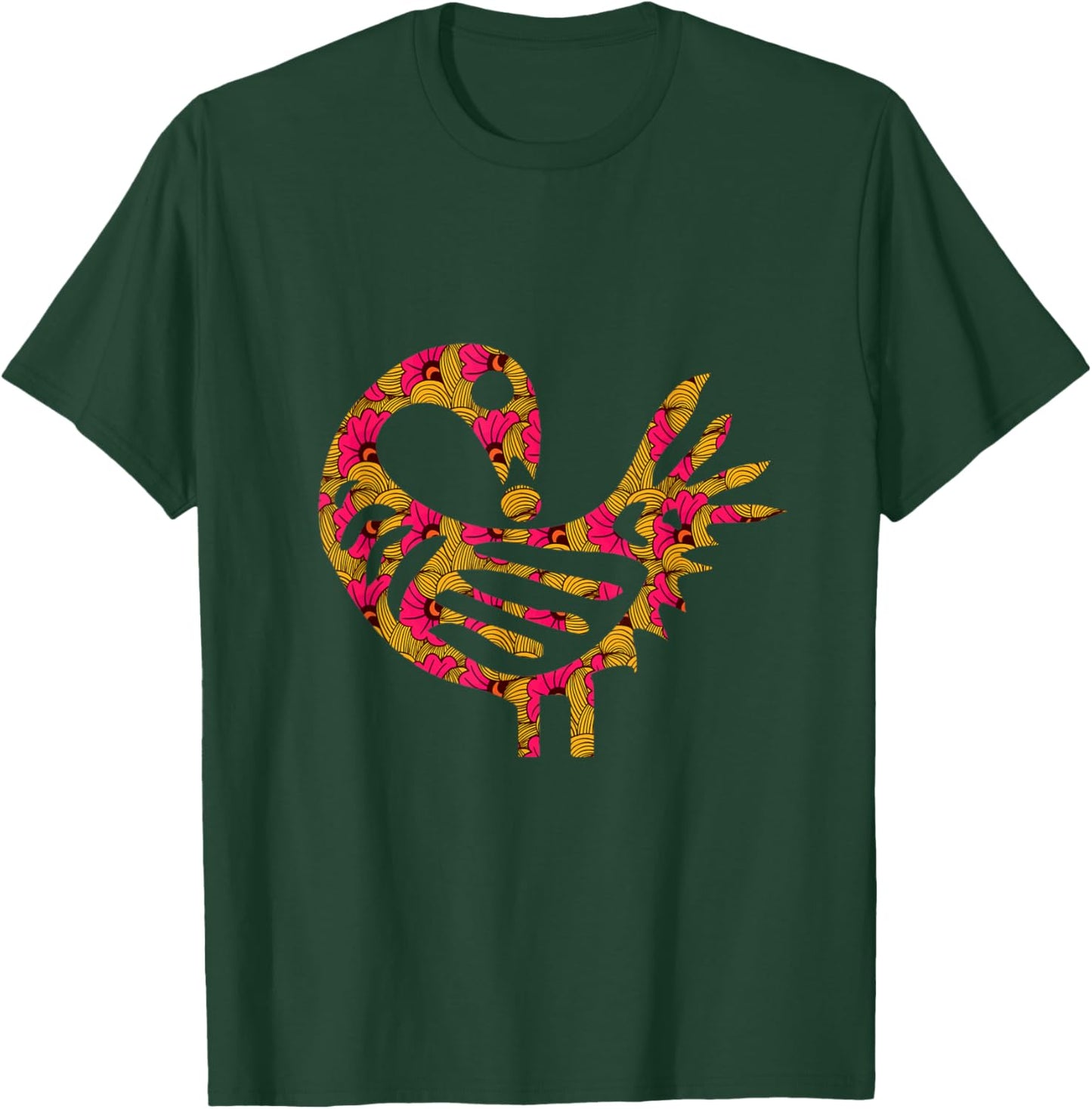 Sankofa Bird Creative Flower Afrocentric Adinkra Symbol T-Shirt - T-Shirt | Forest