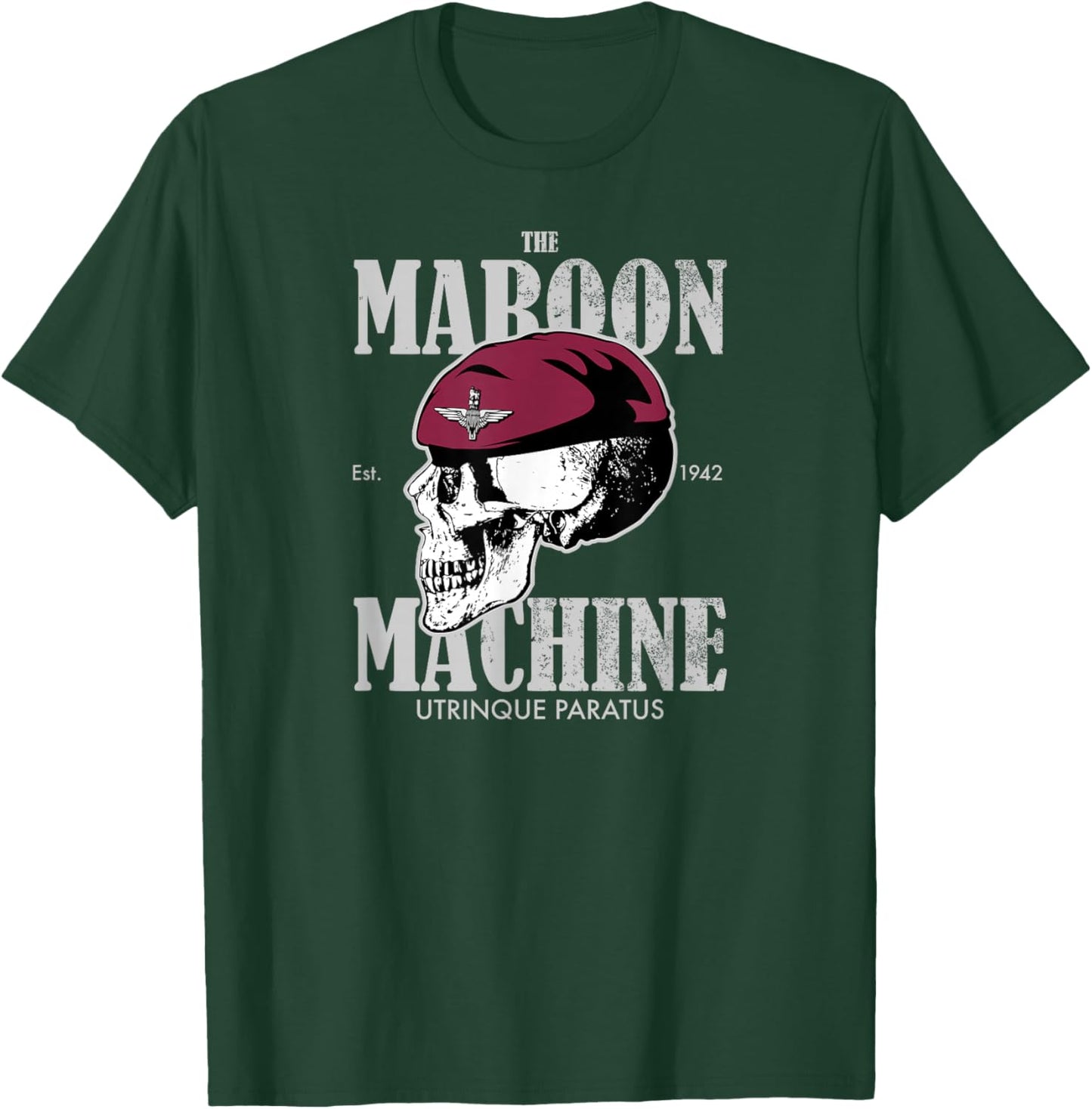 The Maroon Machine - Parachute Regiment (distressed) T-Shirt - T-Shirt | Forest