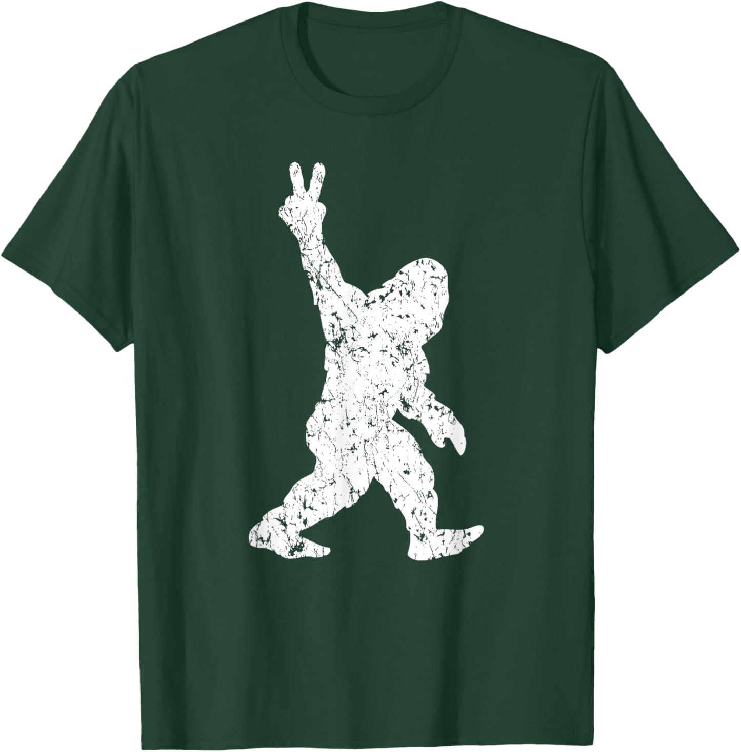 Funny Vintage Style Sasquatch Bigfoot Peace Sign Retro Yeti T-Shirt - T-Shirt | Forest