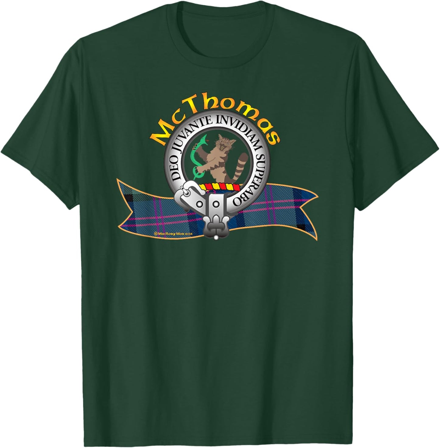 McThomas Clan Tartan Crest Motto T-Shirt - T-Shirt | Forest