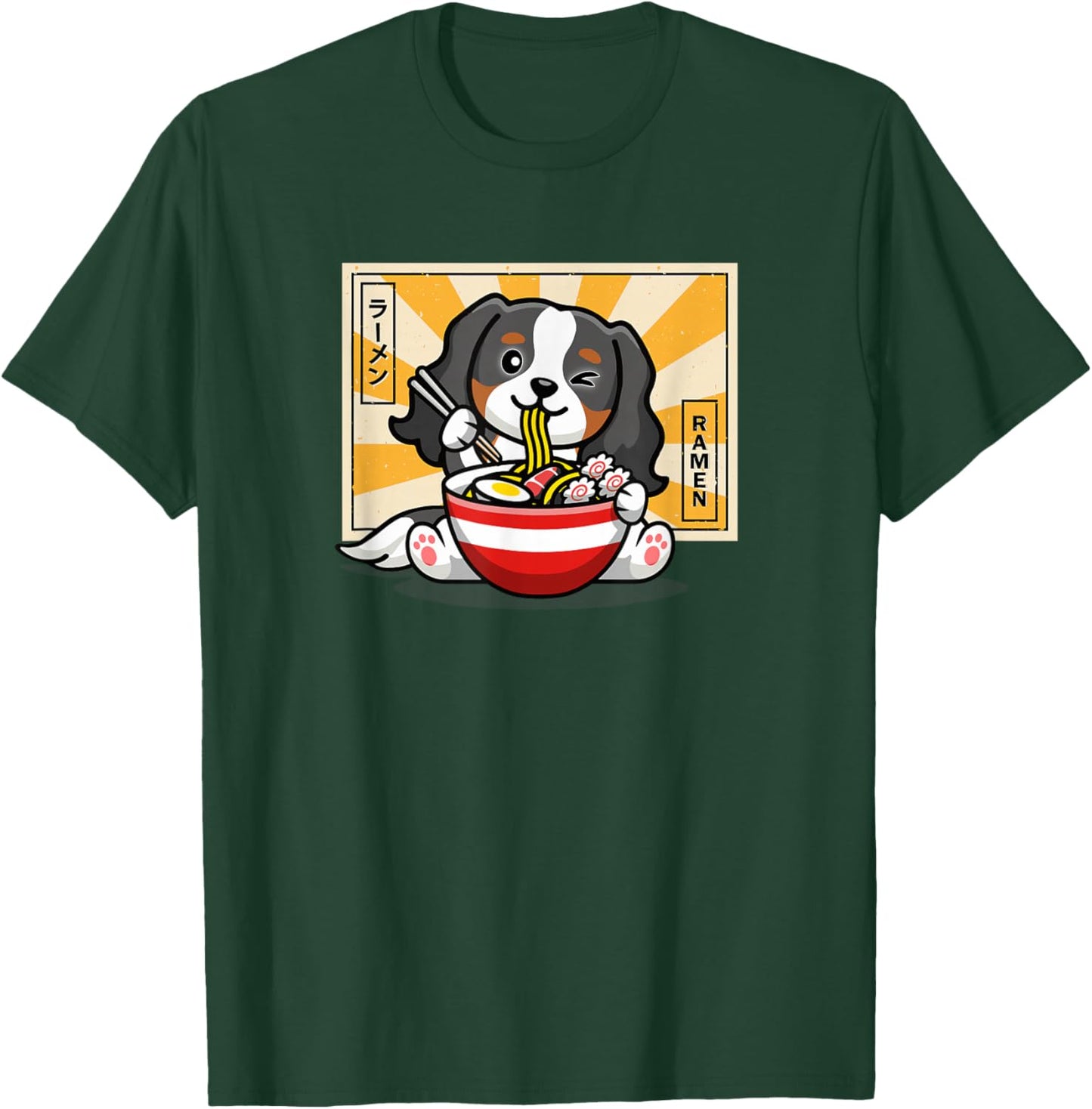 Funny Tri Kawaii Japanese Ramen Tricolor Cavalier Dog Lover T-Shirt - T-Shirt | Forest