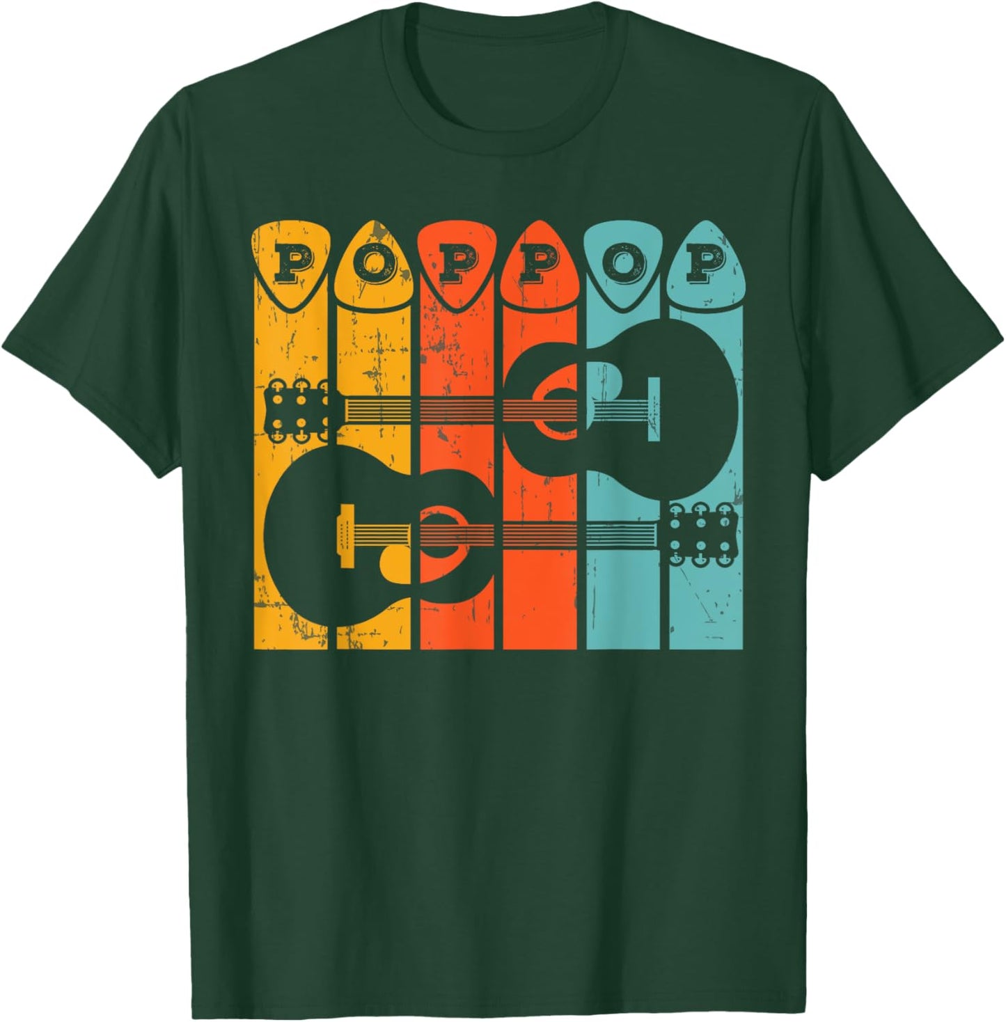 Guitarist Pop Pop Retro Poppop Acoustic Guitar Player Music T-Shirt - T-Shirt | Forest