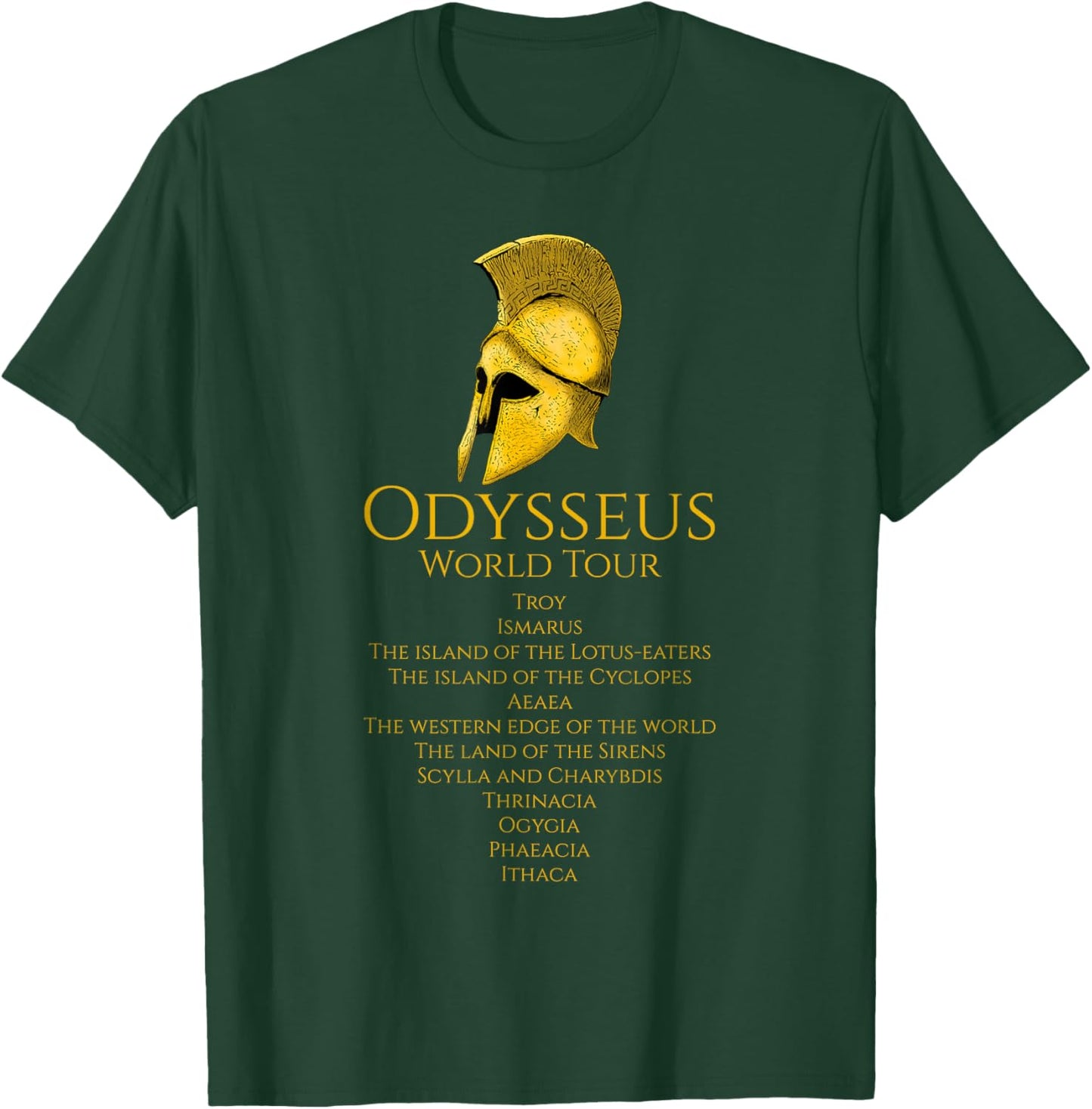 Ancient Greek Mythology & Classical History Gifts - -Adults Black Small Classic Fit Short Sleeve - Greek Mythology - Odysseus World Tour - Ancient Greece - Epic Greek Mythology T-Shirt - T-Shirt | Forest