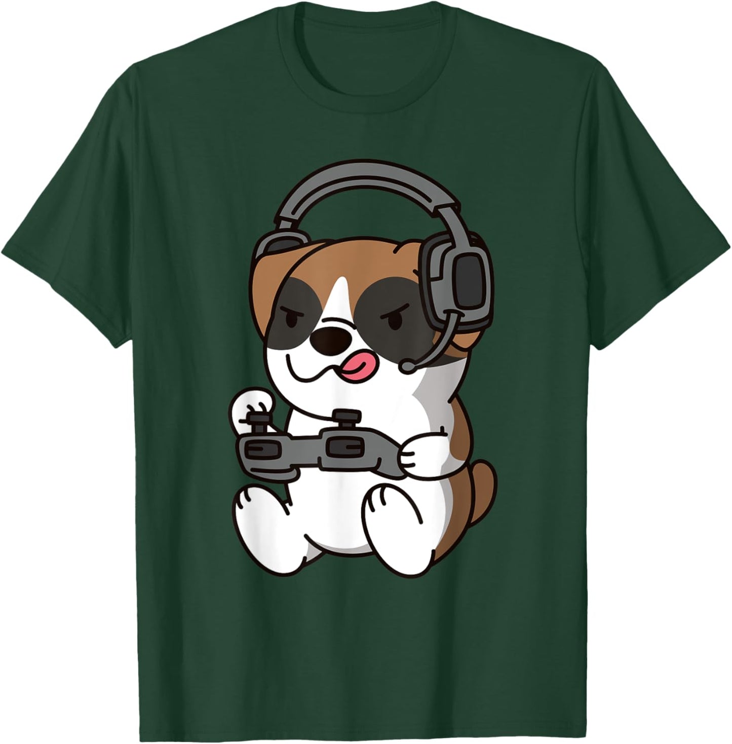Boxer Dog Playing Video Games Women Kids T-Shirt - T-Shirt | Forest
